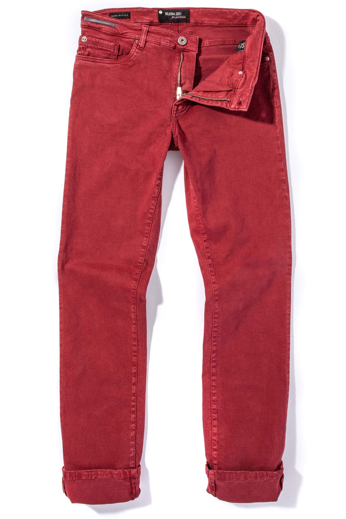 Ryland Rugged Soft Touch Cotton Jeans in Cherry | Mens - Pants - 5 Pocket | Teleria Zed