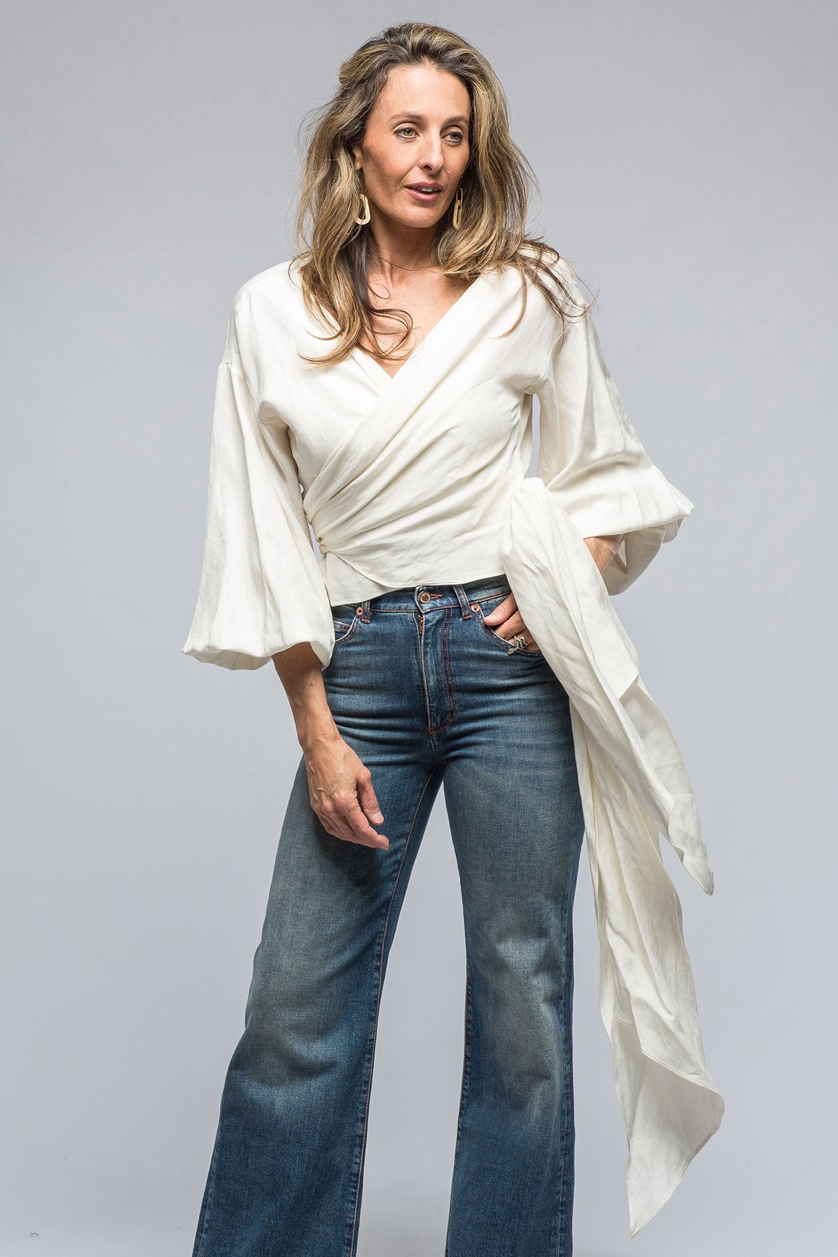 Peasant Blouse Top In Ivory | Ladies - Blouses | VOZ