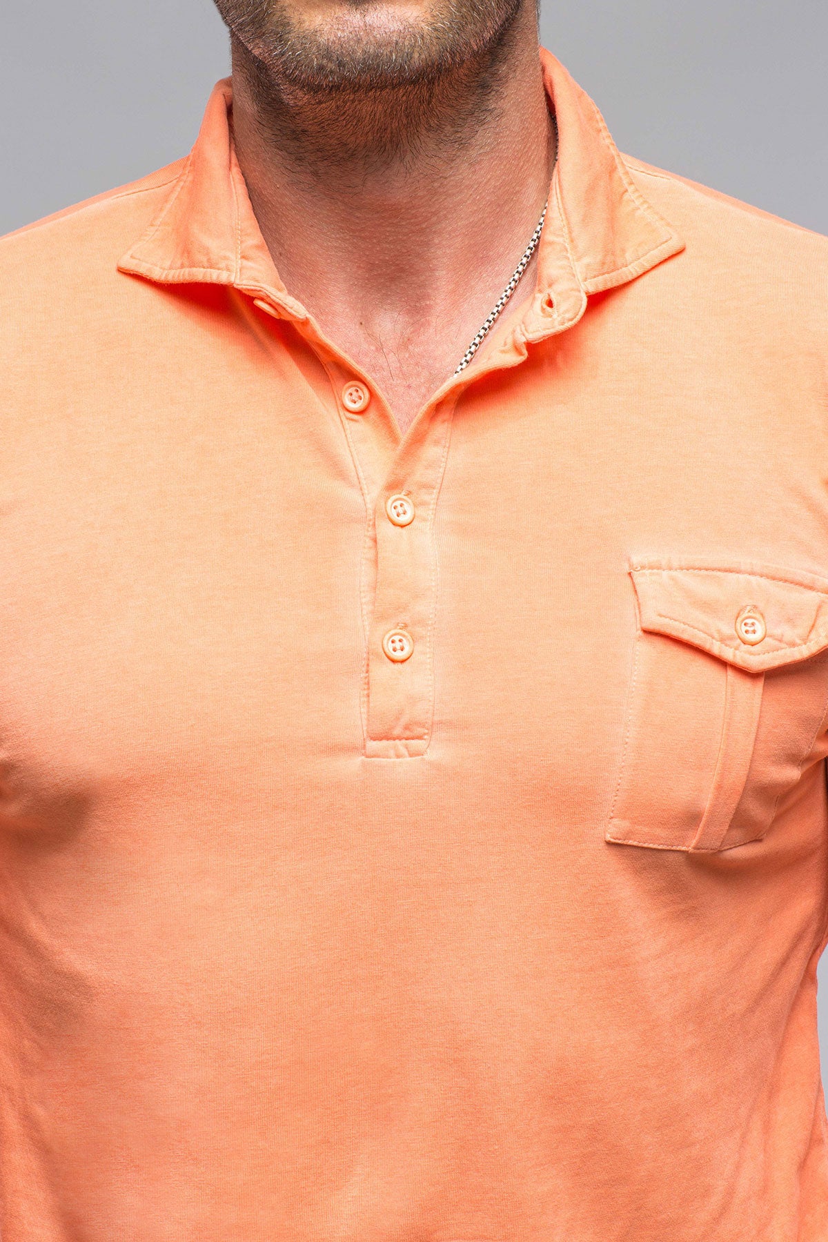 Cafe Paco LS Polo Shirt In Peach | Mens - Shirts - Polos | Dune