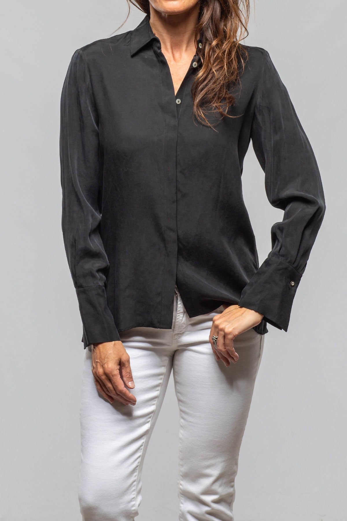 Rania Cupro Blouse In Black