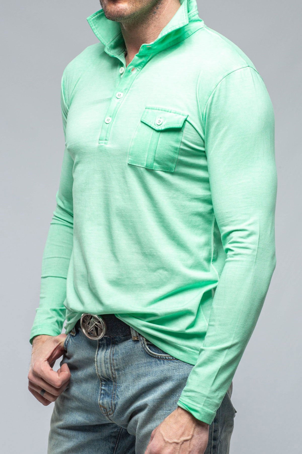 Cafe Paco LS Polo Shirt In Light Mint | Mens - Shirts - Polos | Dune