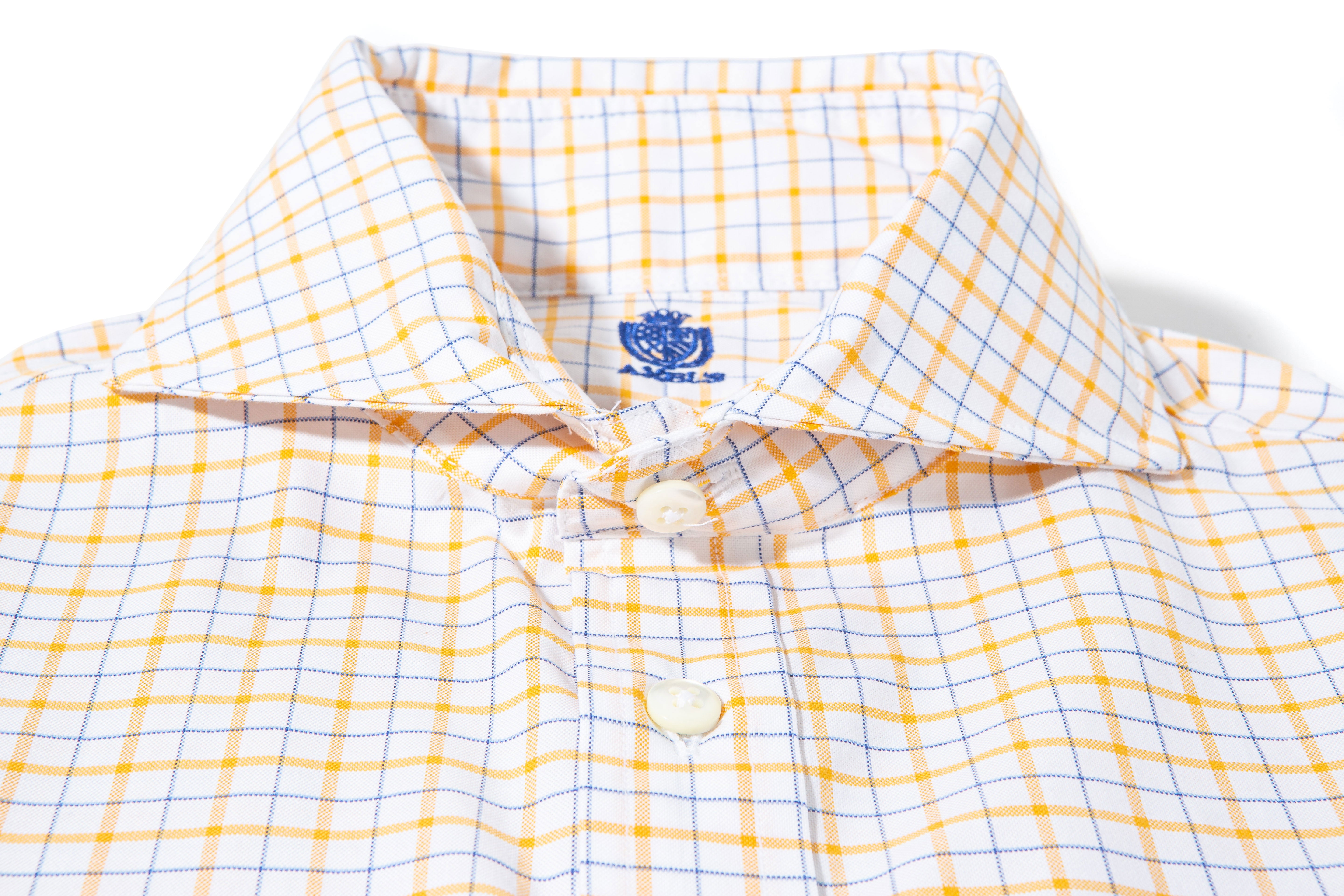 Panamera Cotton Check Shirt In Yellow w Blue | Mens - Shirts - Dress | Axels-Is