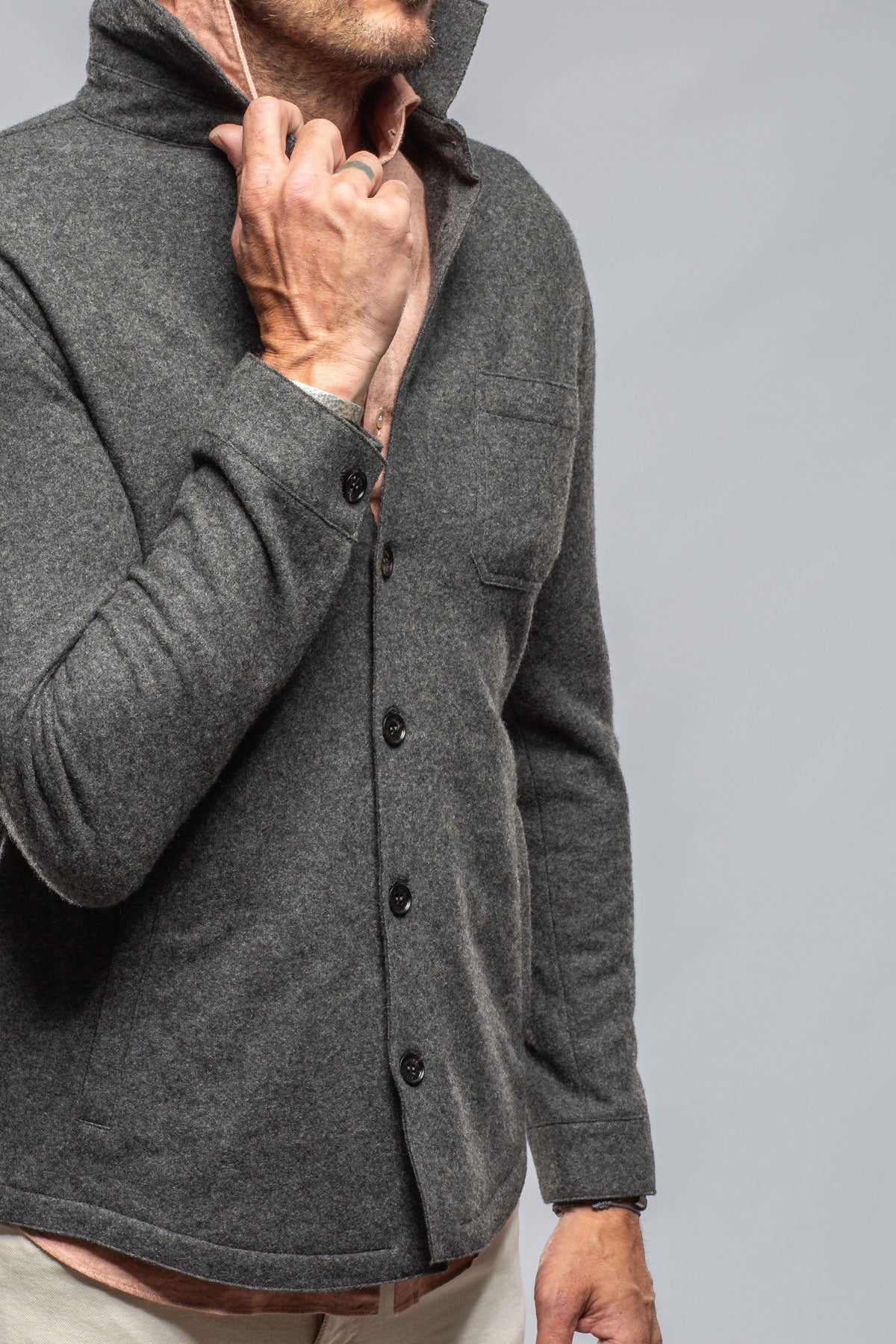 Sooter Cashmere Shirt In Charcoal | Mens - Sweaters | Axels-BDSR