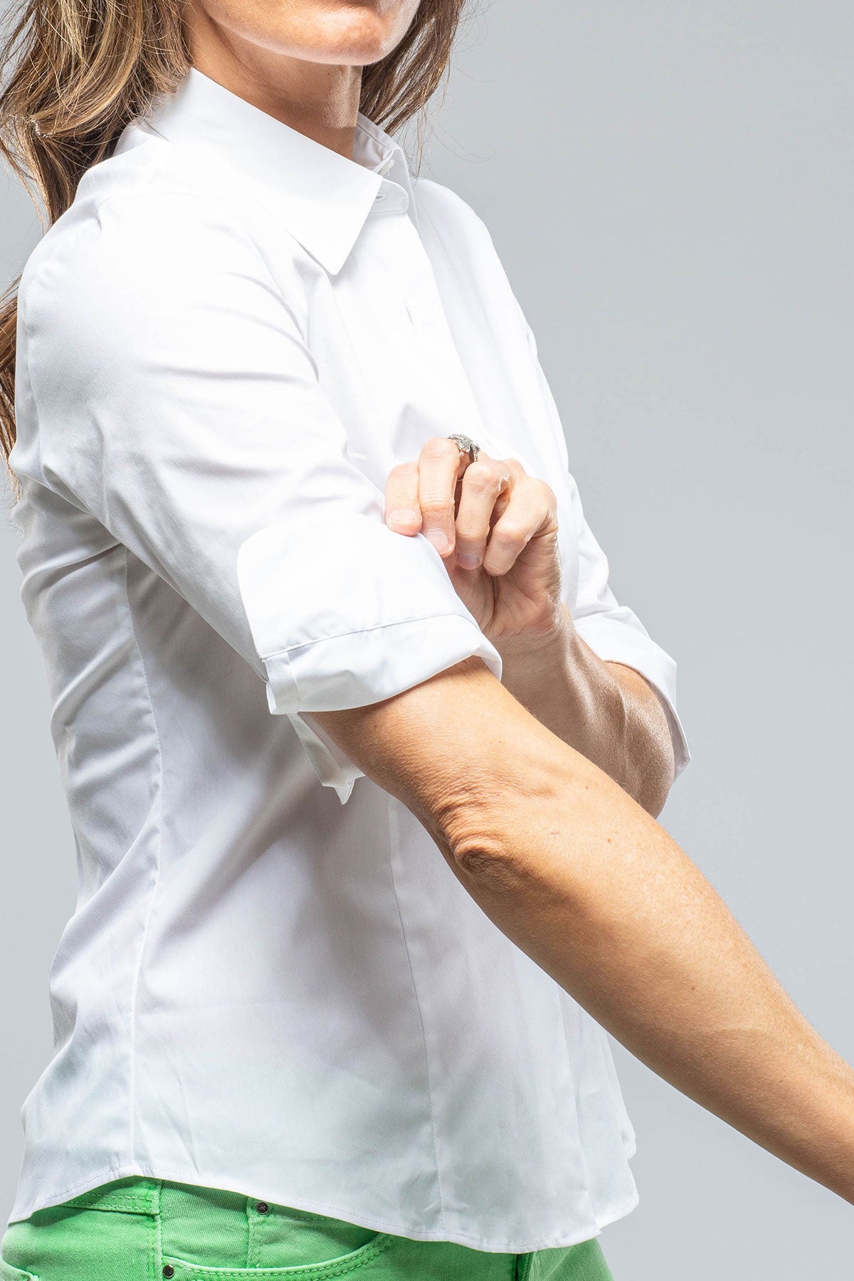 Amina Rubinacci Giornata Cotton Stretch Shirt In White Ladies - Blouses