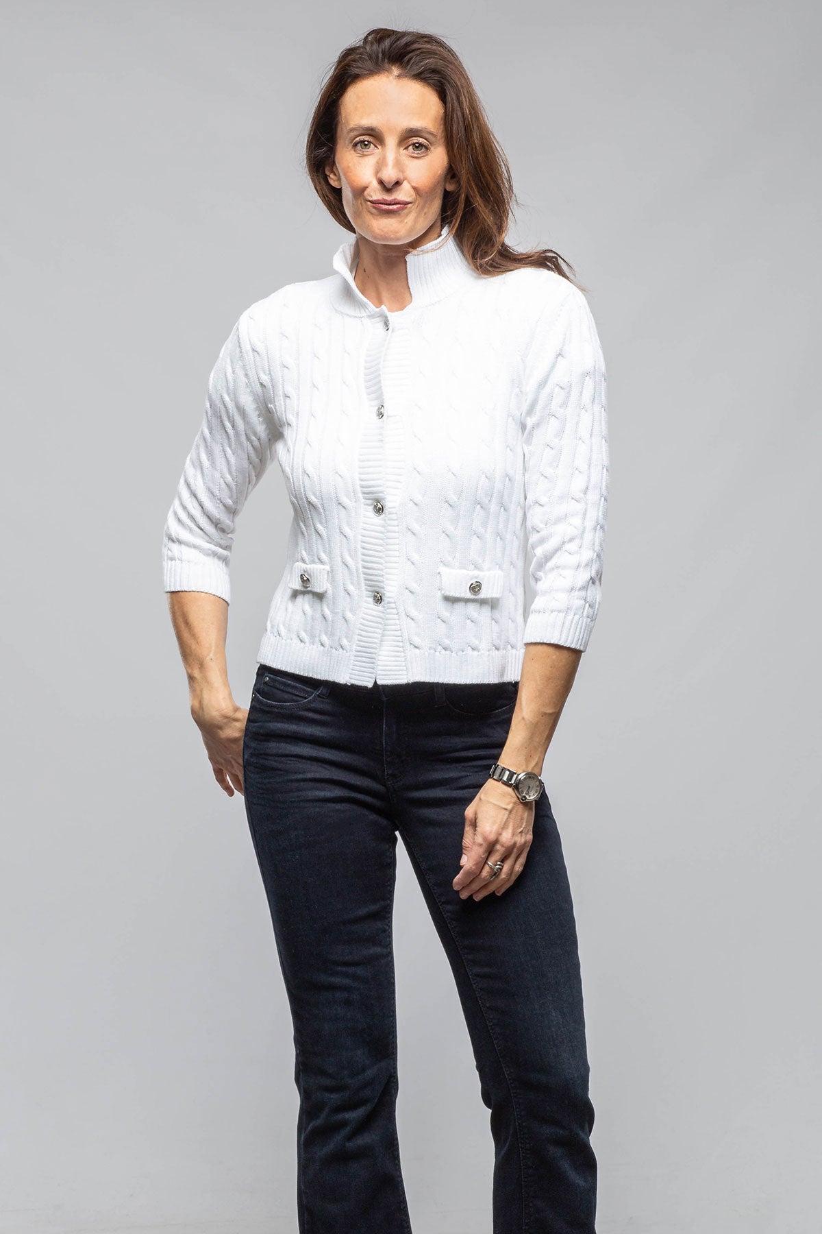 short sweaters for dresses Naxos Short Sweater In White, White / 48 (US 10/12)