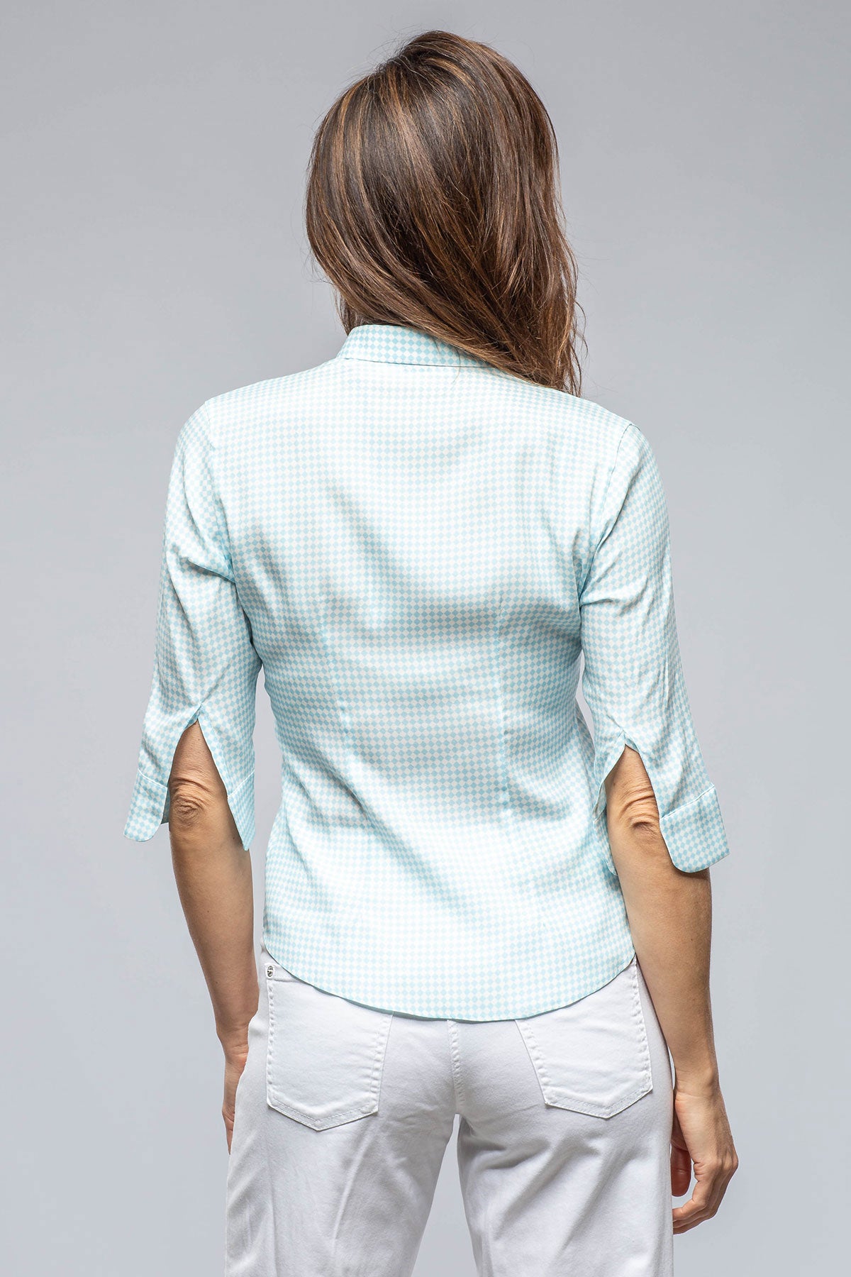 Vacanza 3/4 Silk Shirt In Lt. Blue | Ladies - Blouses | Amina Rubinacci