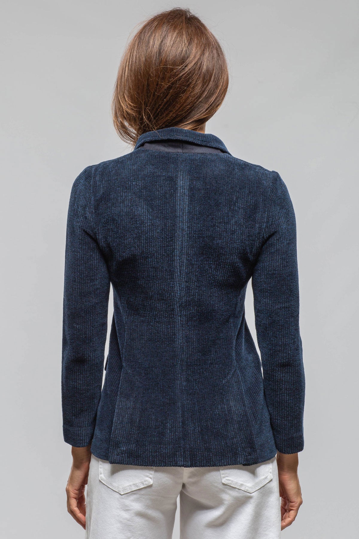 Voltaire Velvet Cord Blazer In Marine Navy | Ladies - Tailored - Jackets | Amina Rubinacci