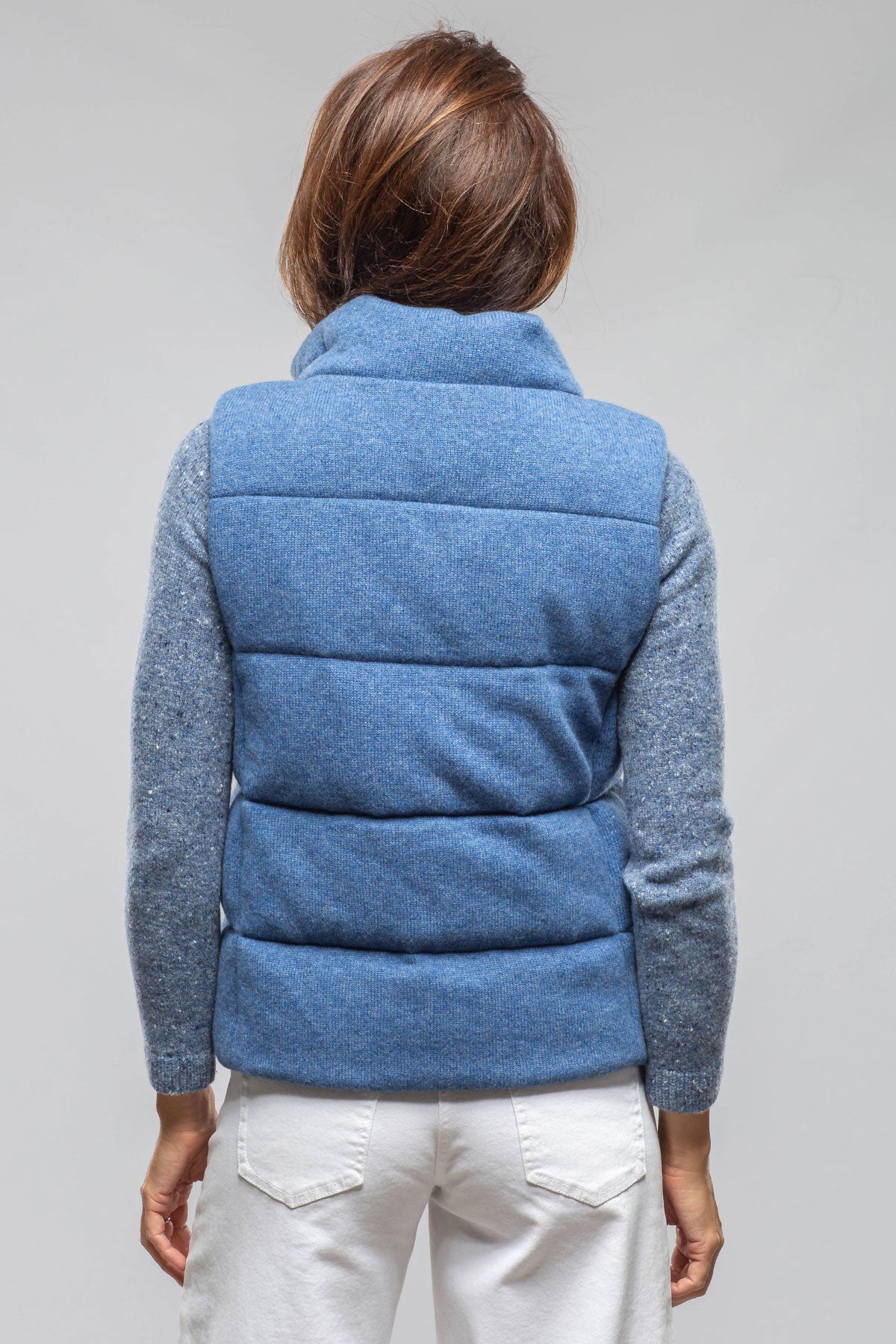 Yeva Wool Cashmere Puffer Vest In Soft Denim | Ladies - Outerwear - Cloth | Amina Rubinacci