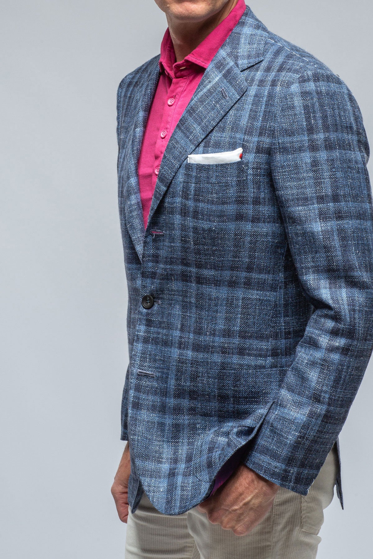 Le Barroux Blue and Navy Dark Check Jacket | Mens - Tailored - Sport Coats | Kiton