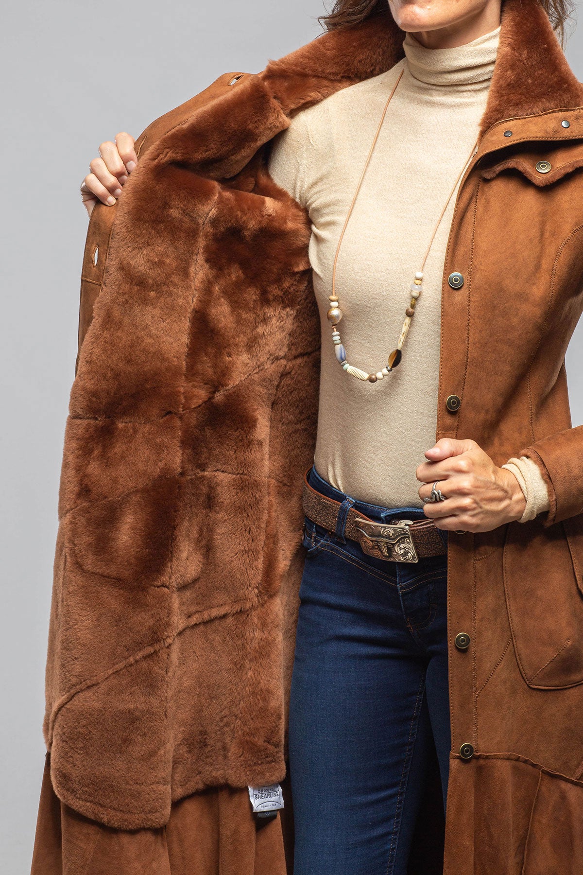 Artico Cori Long Shearling In Cognac Ladies - Outerwear - Shearling