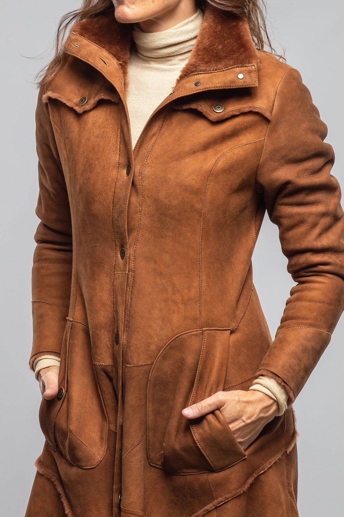 Artico Cori Long Shearling In Cognac Ladies - Outerwear - Shearling