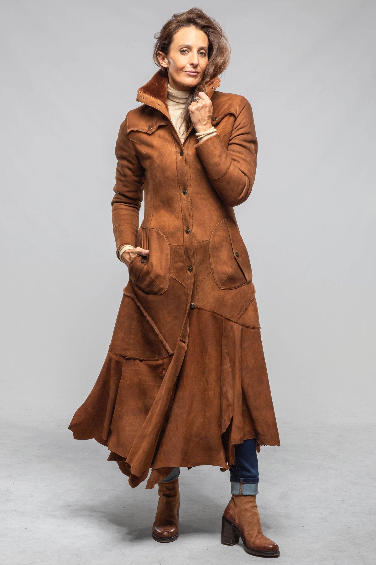 Artico Cori Long Shearling In Cognac Ladies - Outerwear - Shearling