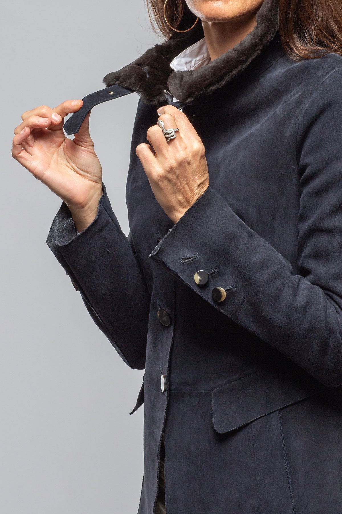 Federica Suede Blazer In Navy | Ladies - Outerwear - Leather | Artico
