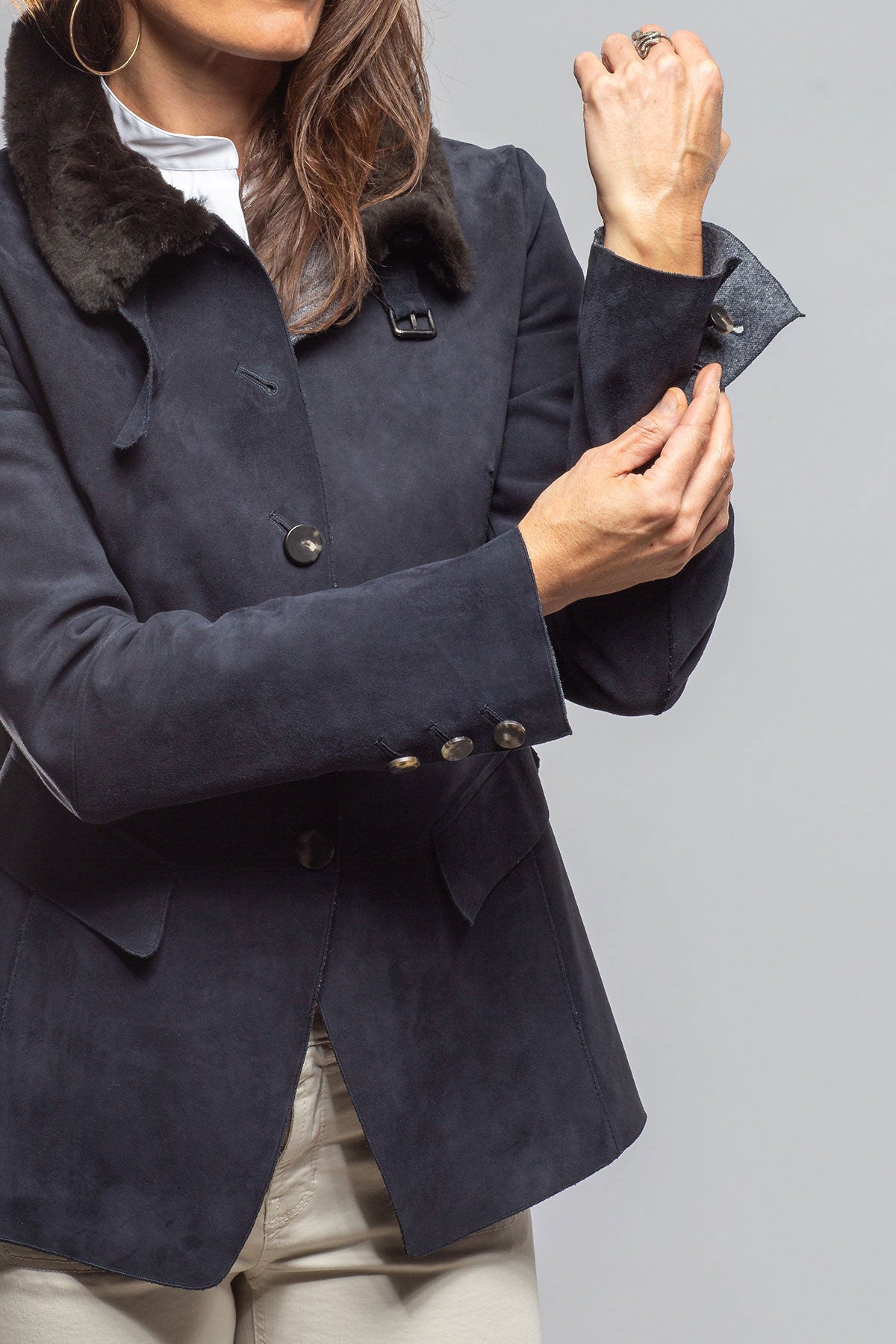 Federica Suede Blazer In Navy | Ladies - Outerwear - Leather | Artico