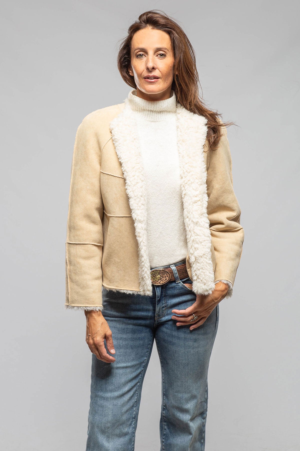 Pinto Reversible Eco Shearling In Honey Cream | Ladies - Outerwear - Shearling | Artico