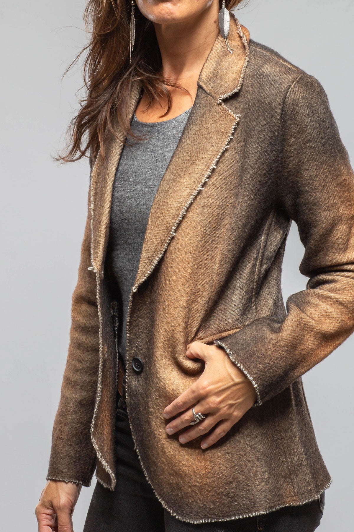 Avant Toi Davi Raw Edge Painted Blazer In Antelope Ladies - Tailored - Jackets