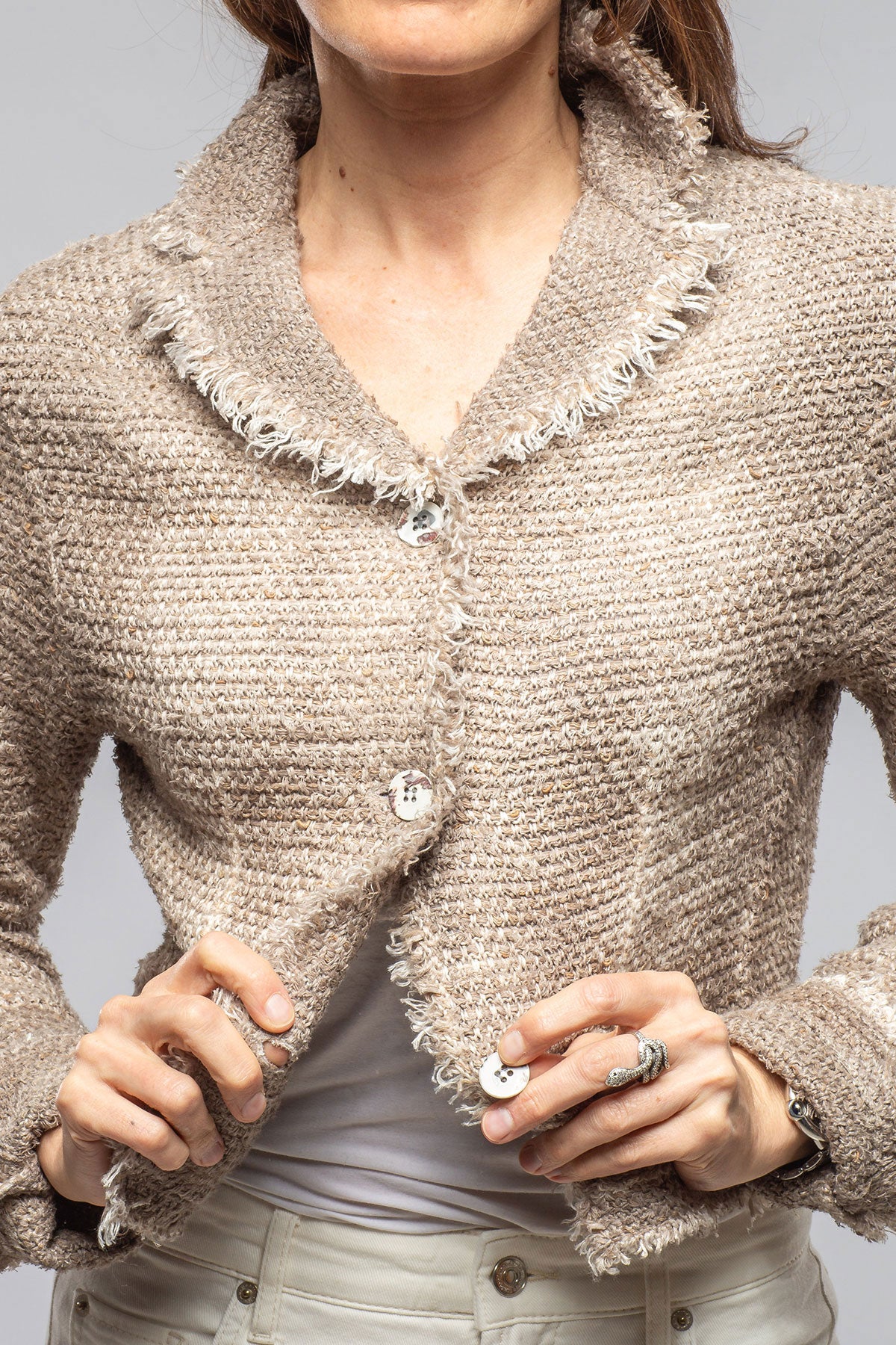 Evola Cropped Jacket In Walnut | Ladies - Sweaters | Avant Toi