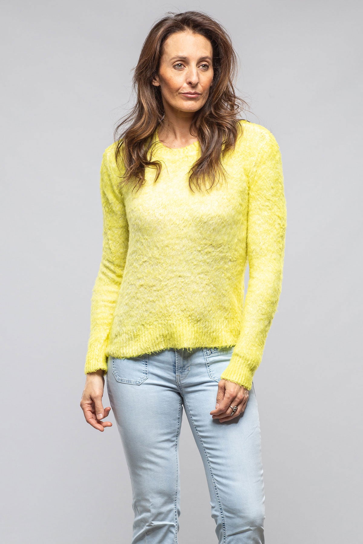 Avant Toi Fuzzy Brushed Cotton Sweater In Fluorescent Ladies - Sweaters