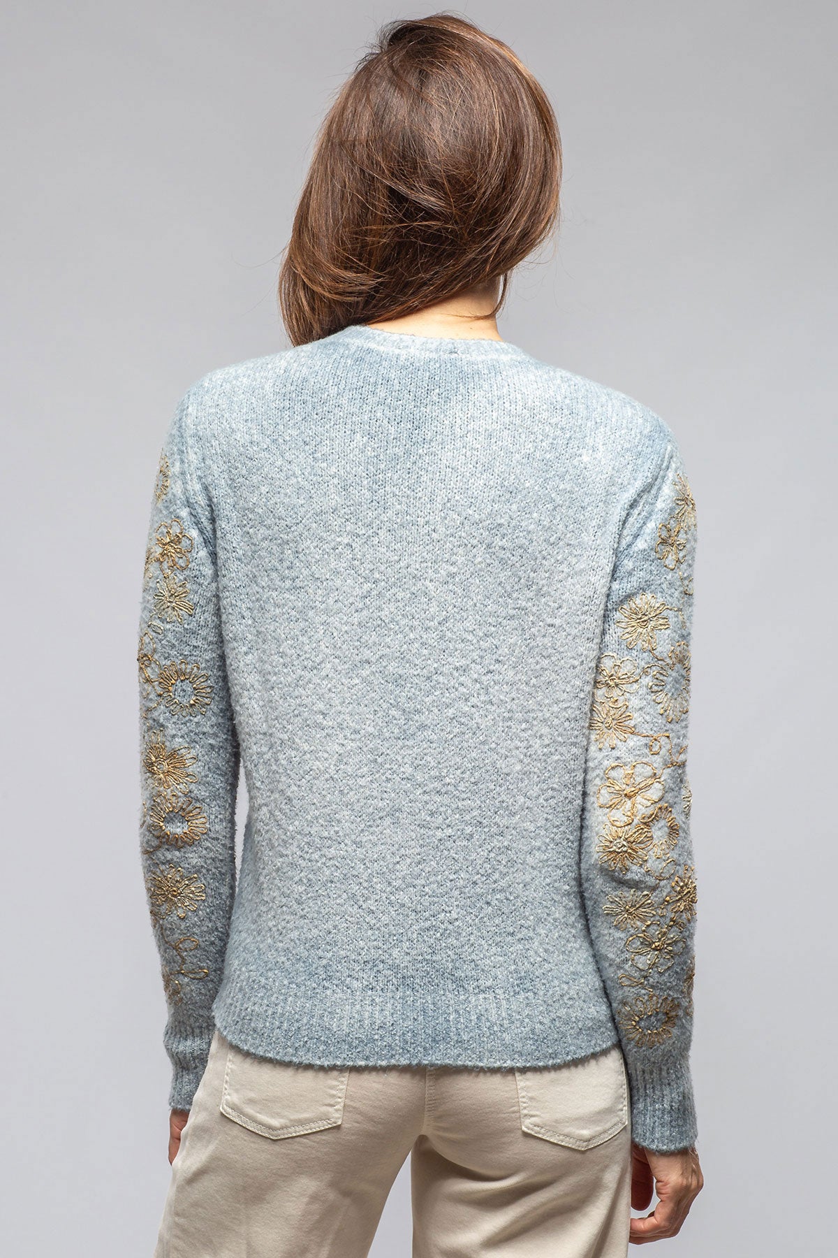 Rafaella Embroidered Sweater In Titanium | Ladies - Sweaters | Avant Toi