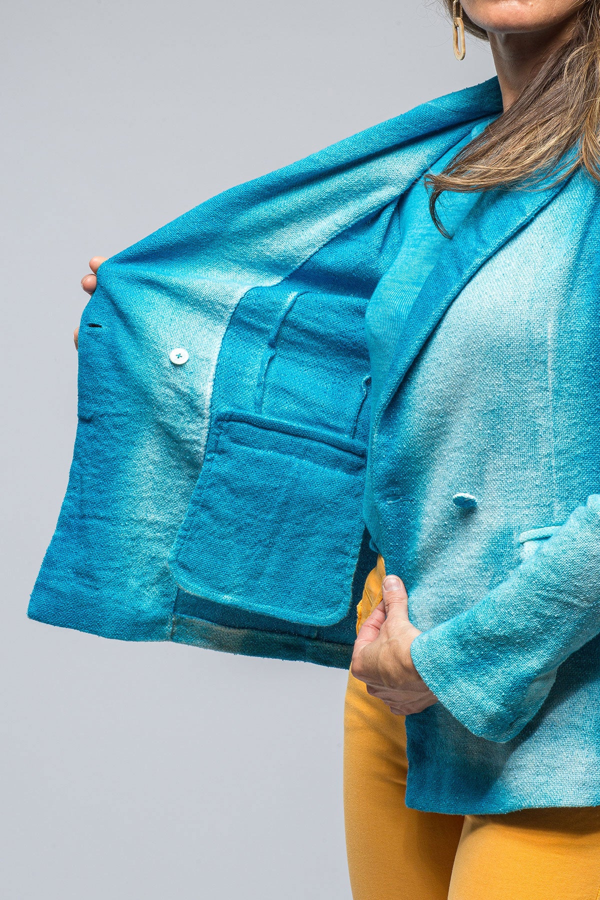 Roberta Dbl Brstd Shaded Jacket In Turquoise | Ladies - Tailored - Jackets | Avant Toi