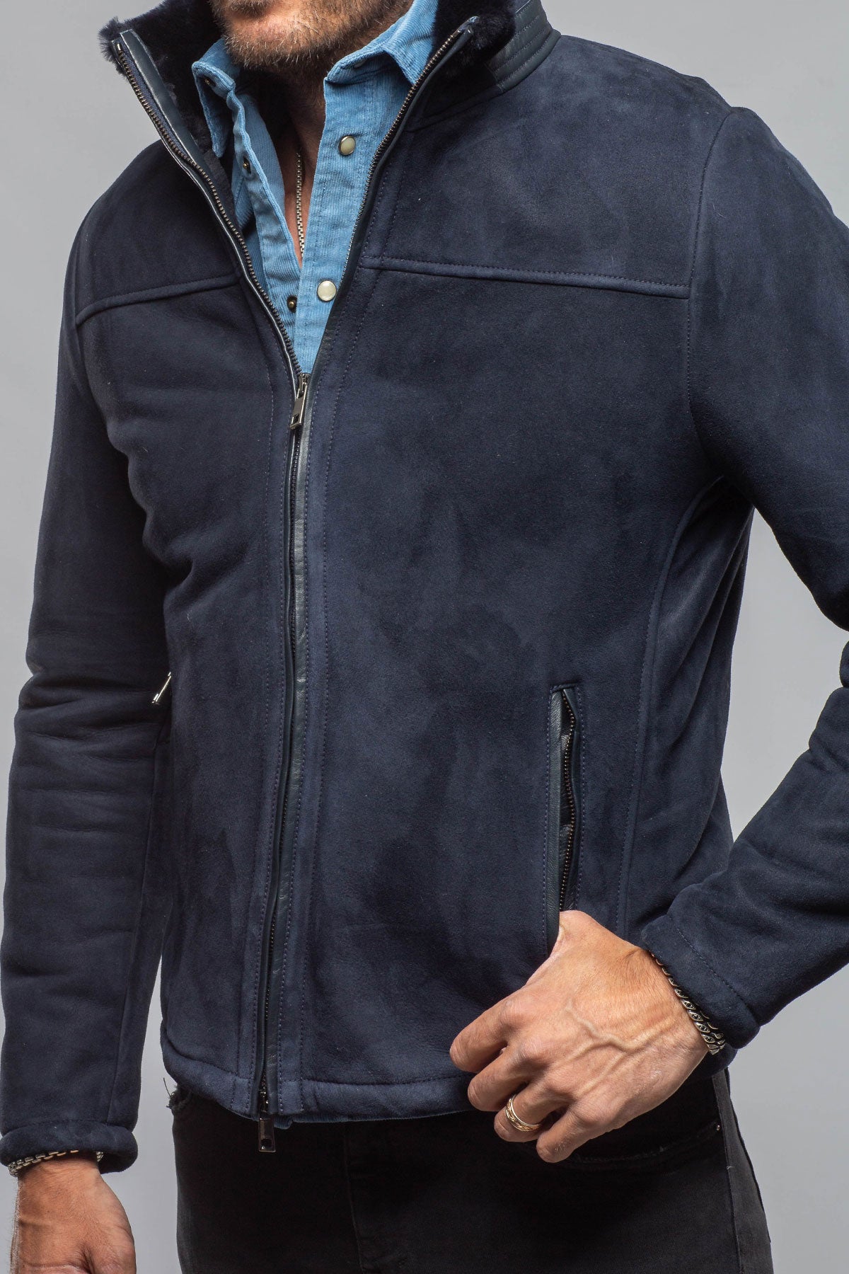 Axel's Florence Collection Bello Shearling In Navy Mens - Outerwear - Shearling