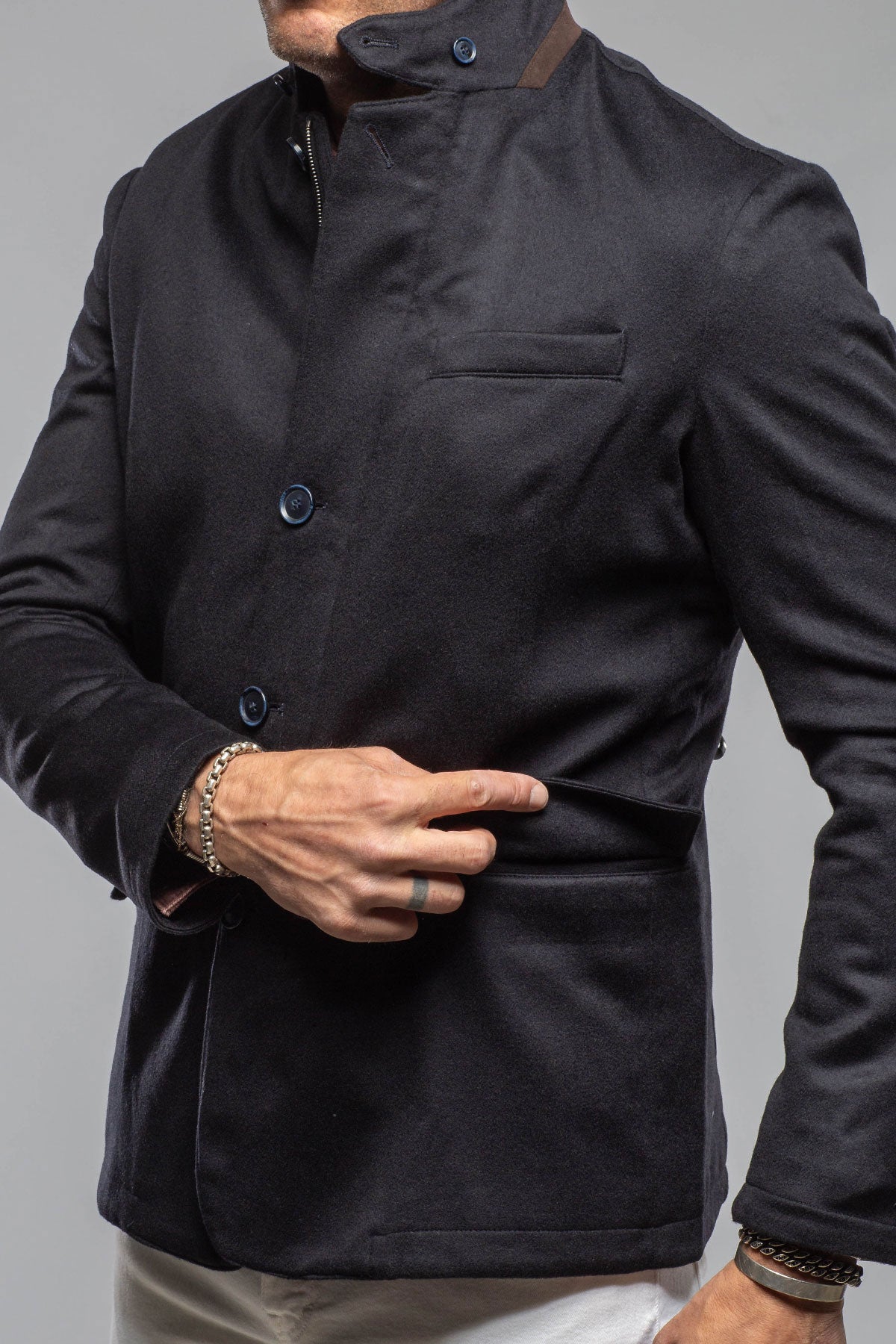 Axel's Florence Collection Bridgerton Cashmere Gentleman Jacket In Dark Navy Mens - Outerwear - Cloth