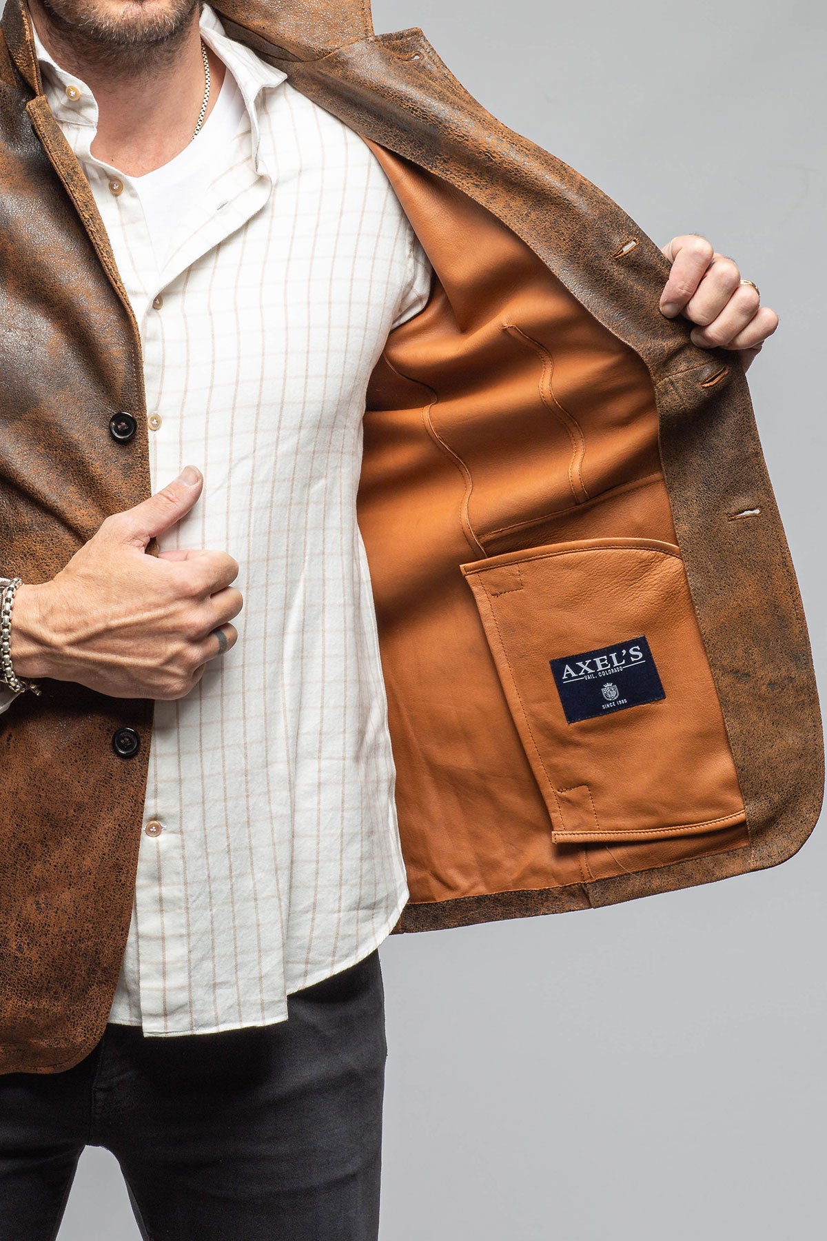 Butch Cassidy Blazer In Brown Elk | Mens - Outerwear - Leather | Axel's Florence Collection