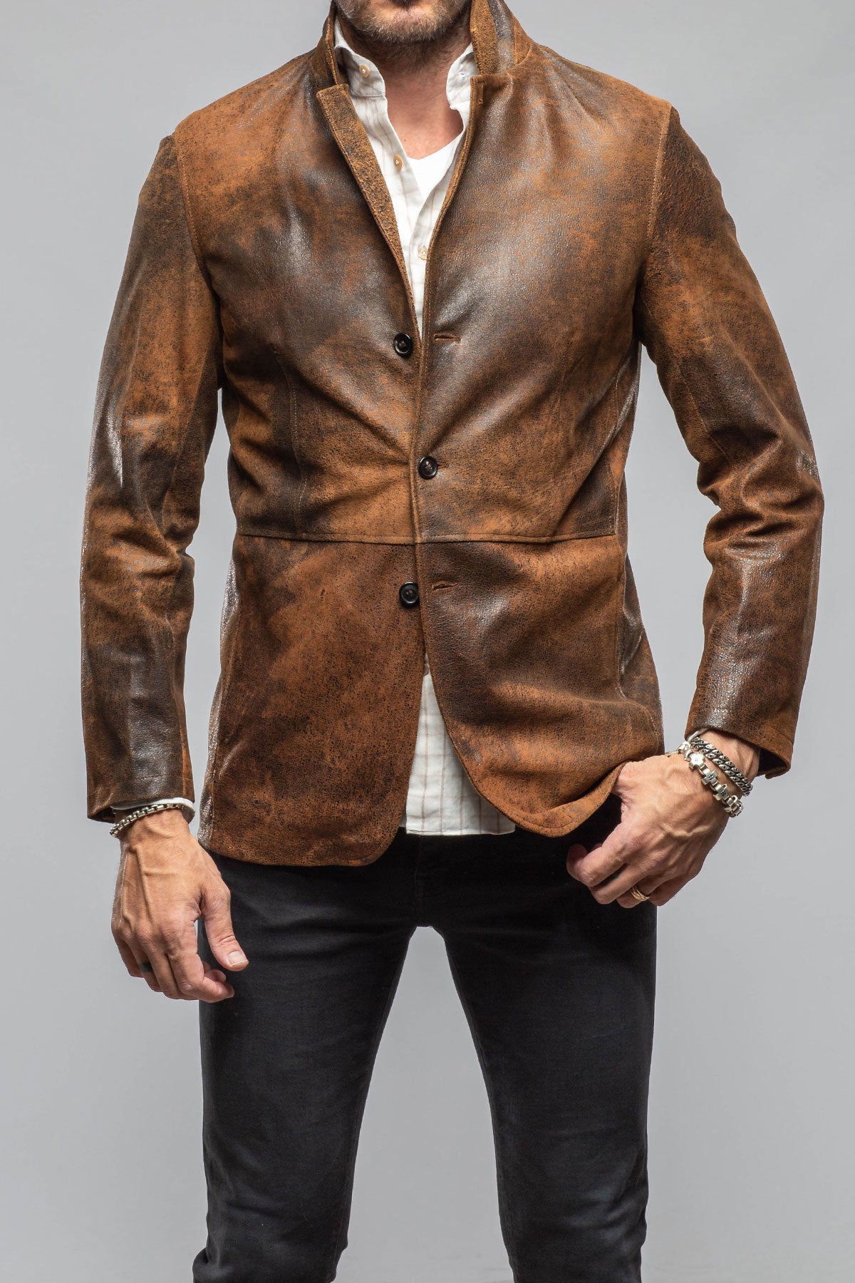 Butch Cassidy Blazer In Brown Elk | Mens - Outerwear - Leather | Axel's Florence Collection