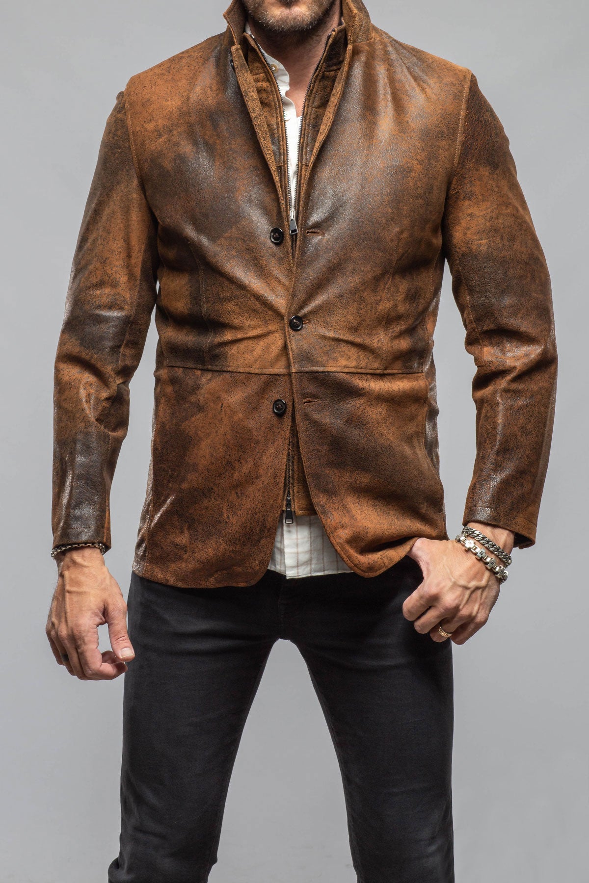 Axel's Florence Collection Butch Cassidy Blazer In Brown Elk Mens - Outerwear - Leather