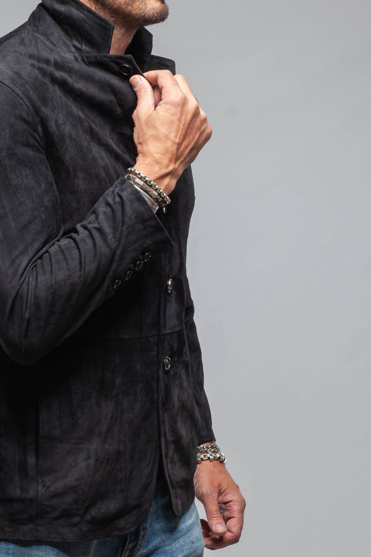 Axel's Florence Collection Cassidy Suede Blazer In Oltremare Mens - Outerwear - Leather