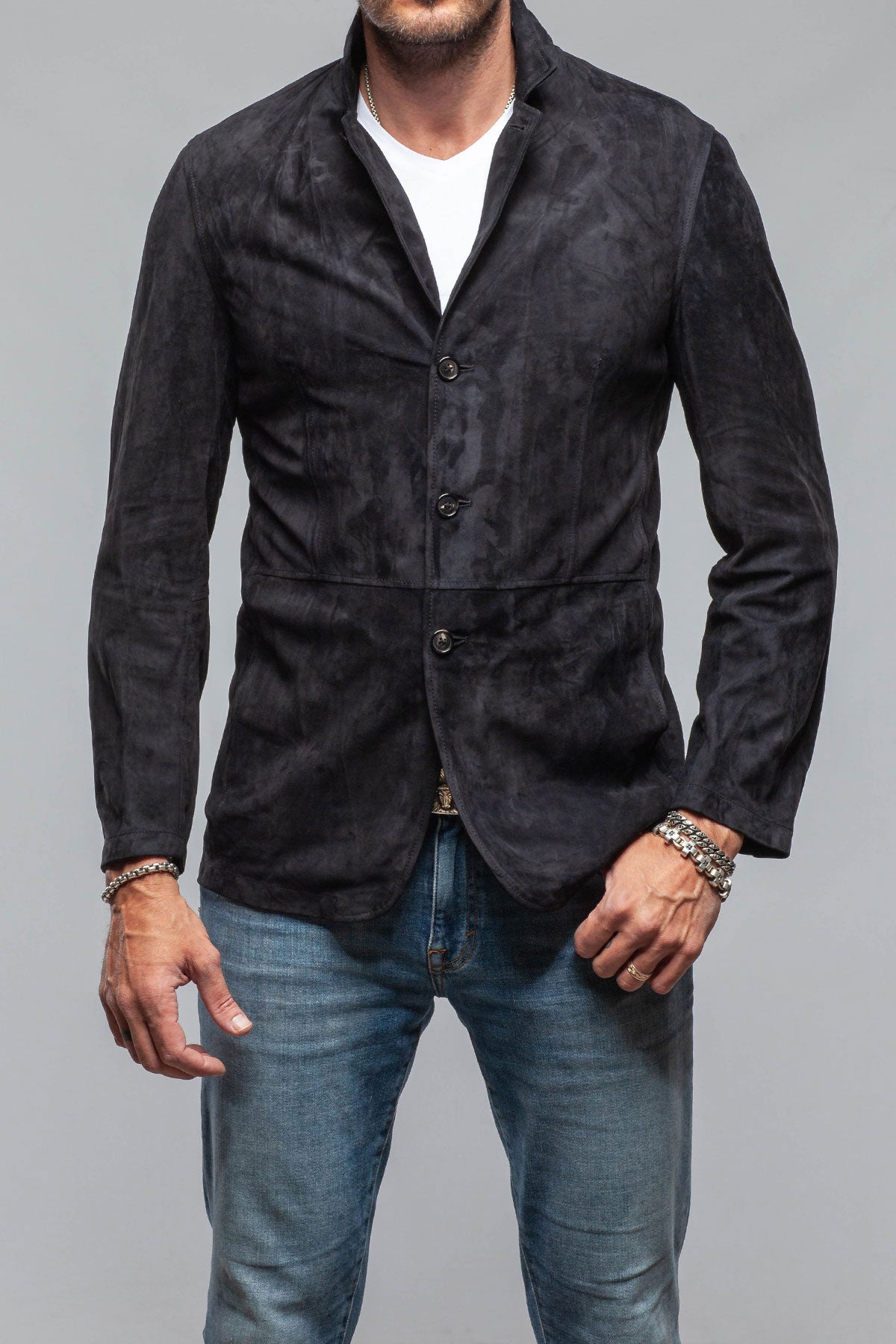 Axel's Florence Collection Cassidy Suede Blazer In Oltremare Mens - Outerwear - Leather