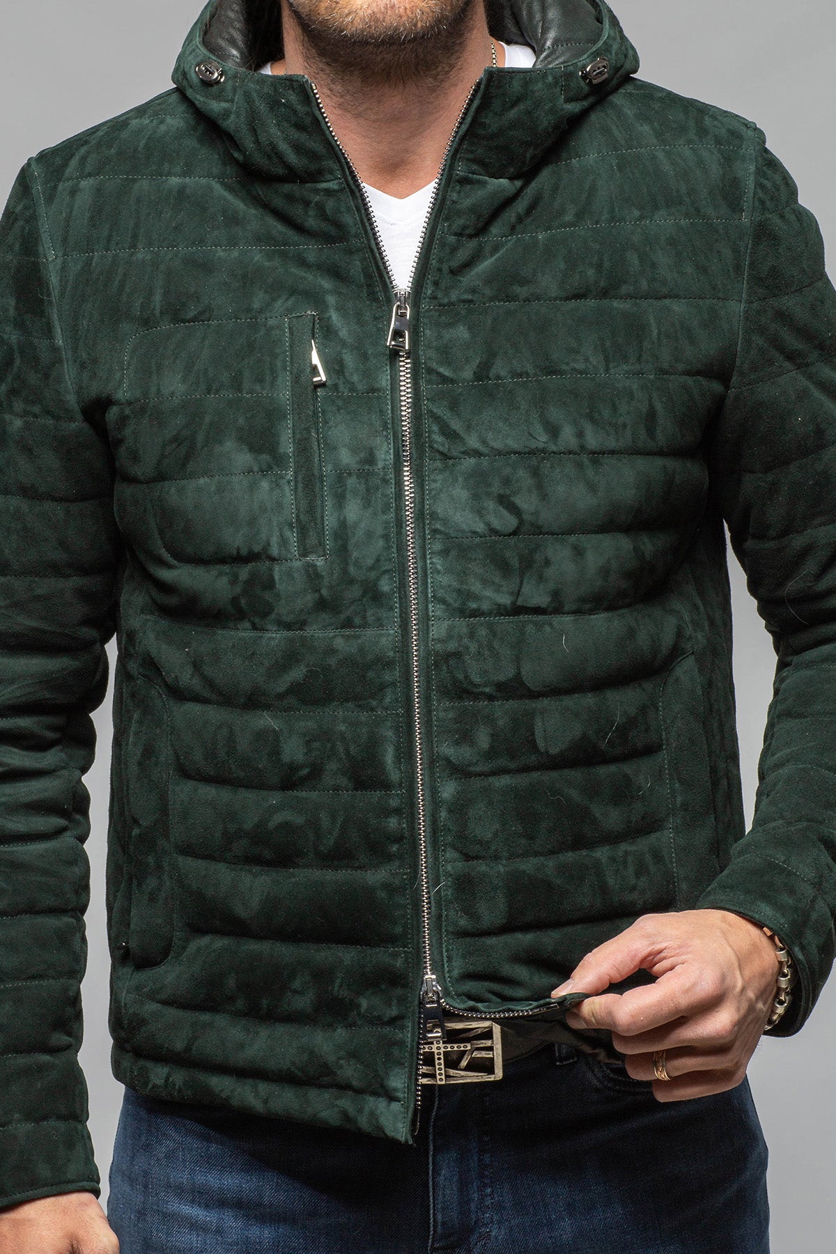 Axel's Florence Collection Cheyenne Suede Puffer Jacket Samples - Mens - Outerwear - Leather