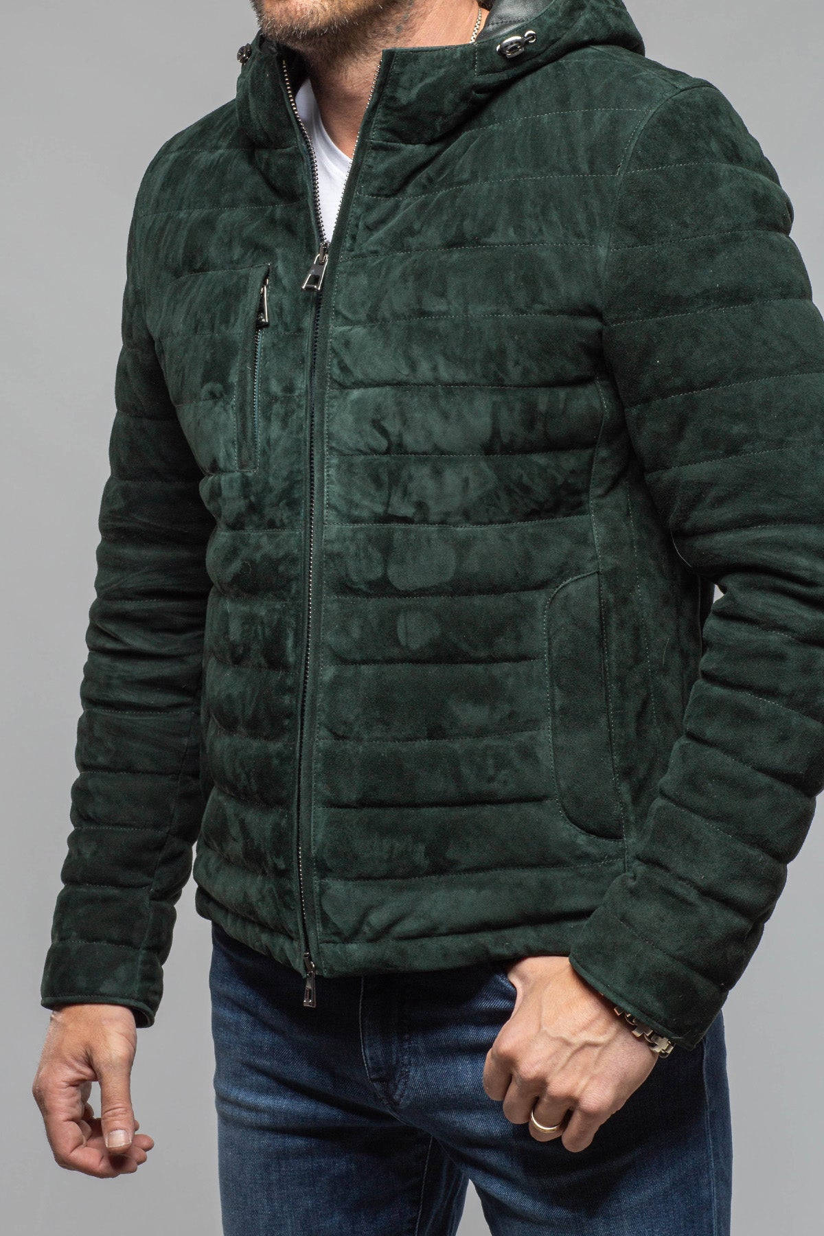 Axel's Florence Collection Cheyenne Suede Puffer Jacket Samples - Mens - Outerwear - Leather