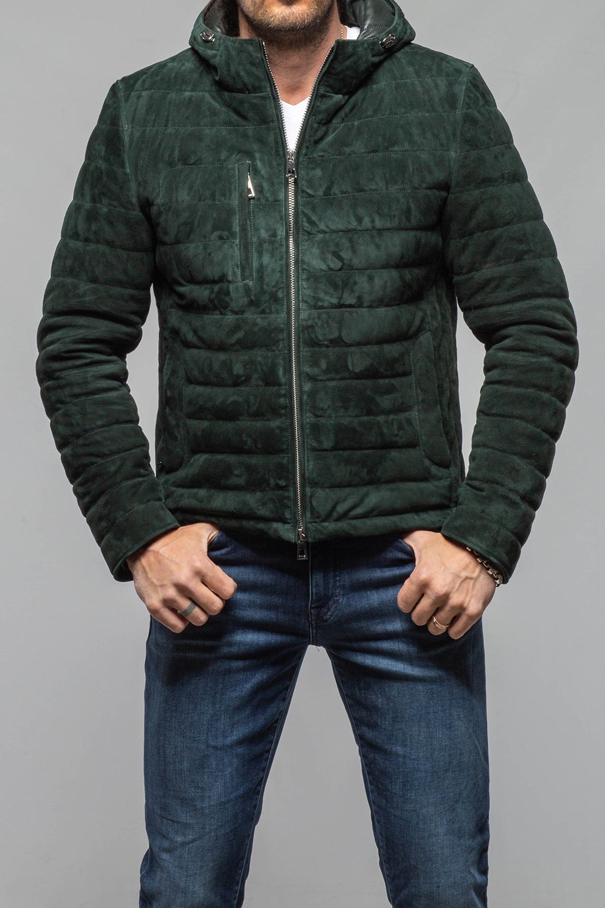 Axel's Florence Collection Cheyenne Suede Puffer Jacket Samples - Mens - Outerwear - Leather