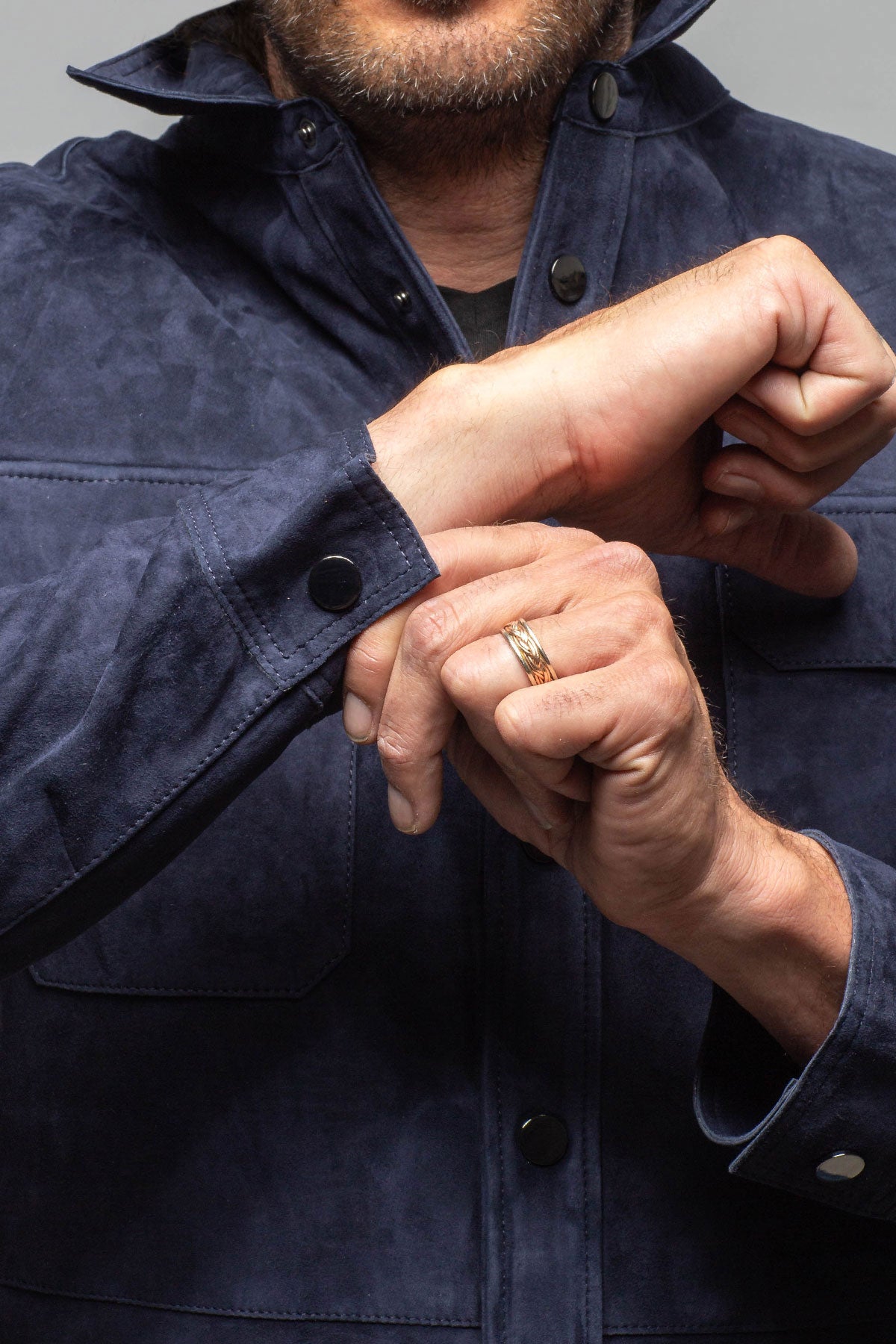 Axel's Florence Collection Cody Snap Suede Overshirt Samples - Mens - Outerwear - Cloth