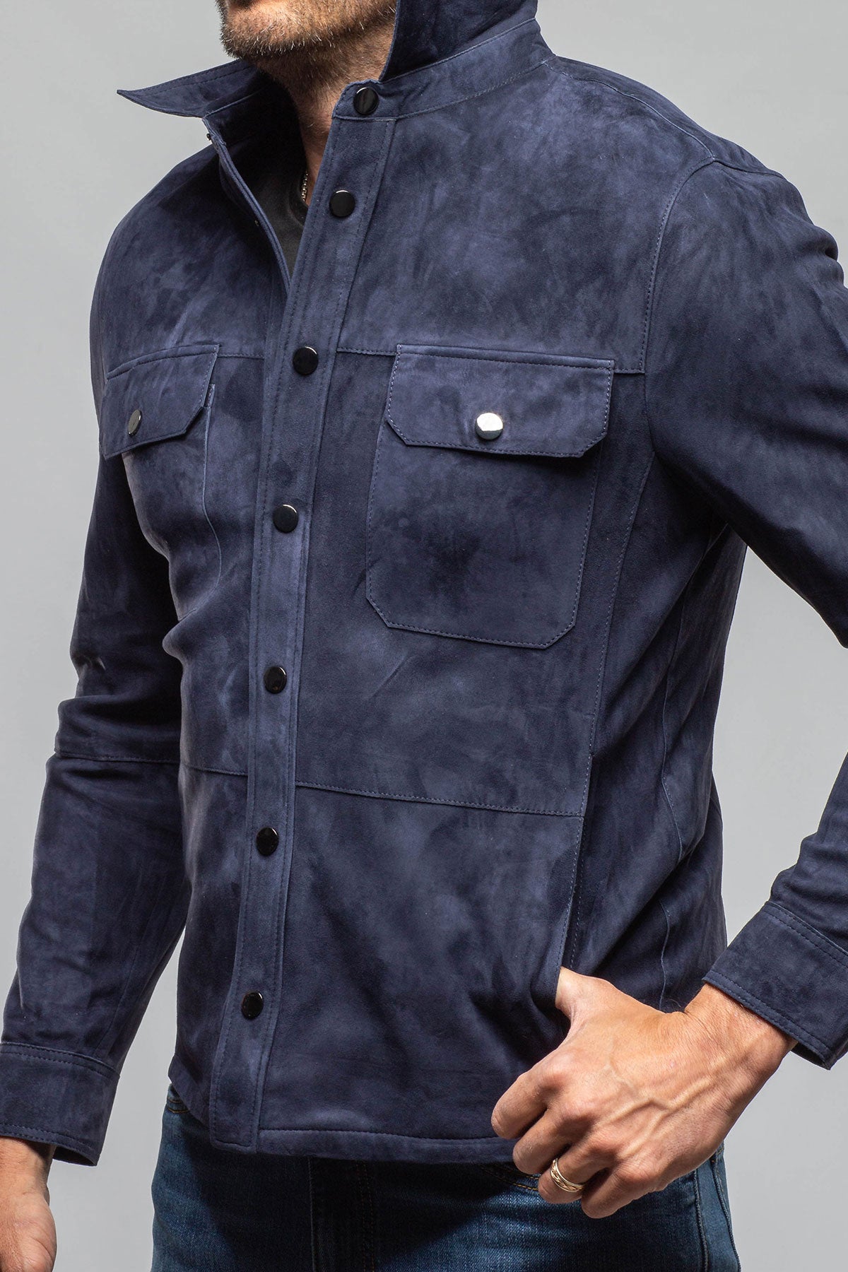 Axel's Florence Collection Cody Snap Suede Overshirt Samples - Mens - Outerwear - Cloth