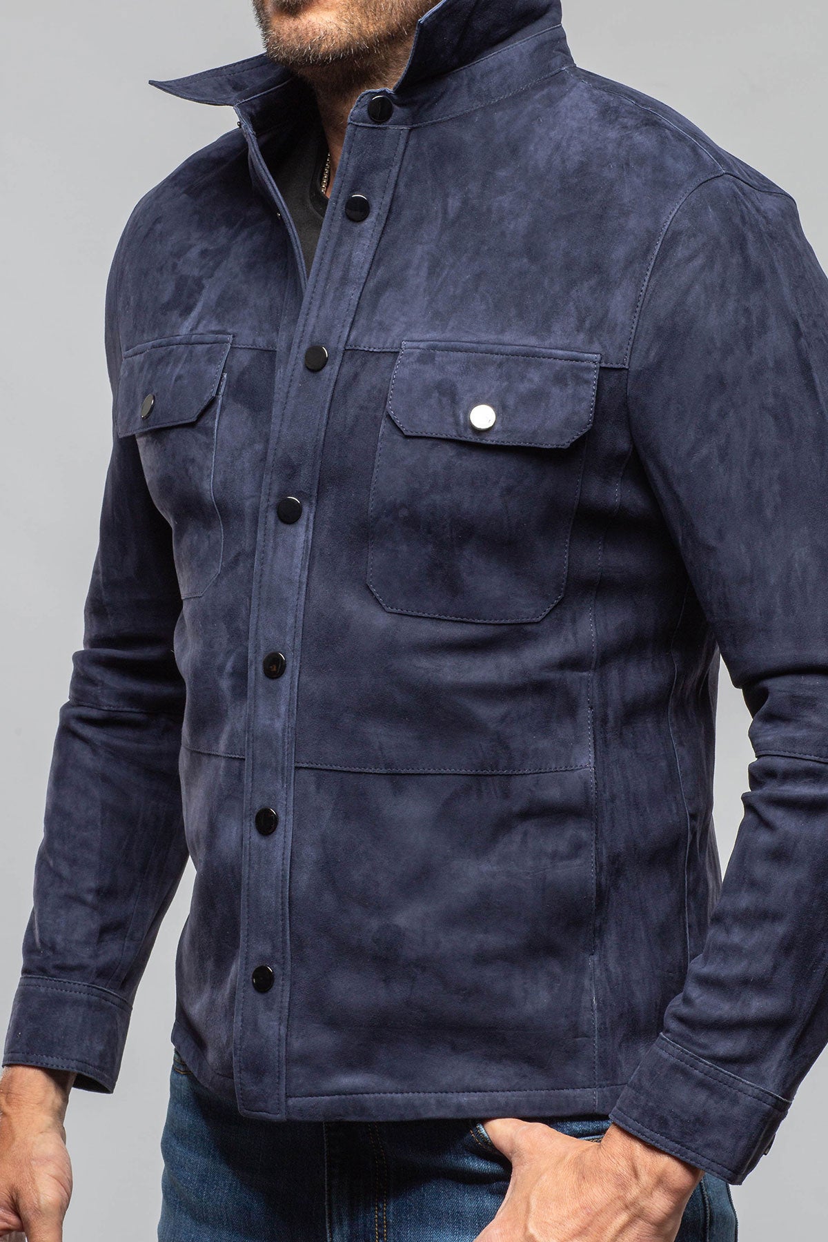 Axel's Florence Collection Cody Snap Suede Overshirt Samples - Mens - Outerwear - Cloth
