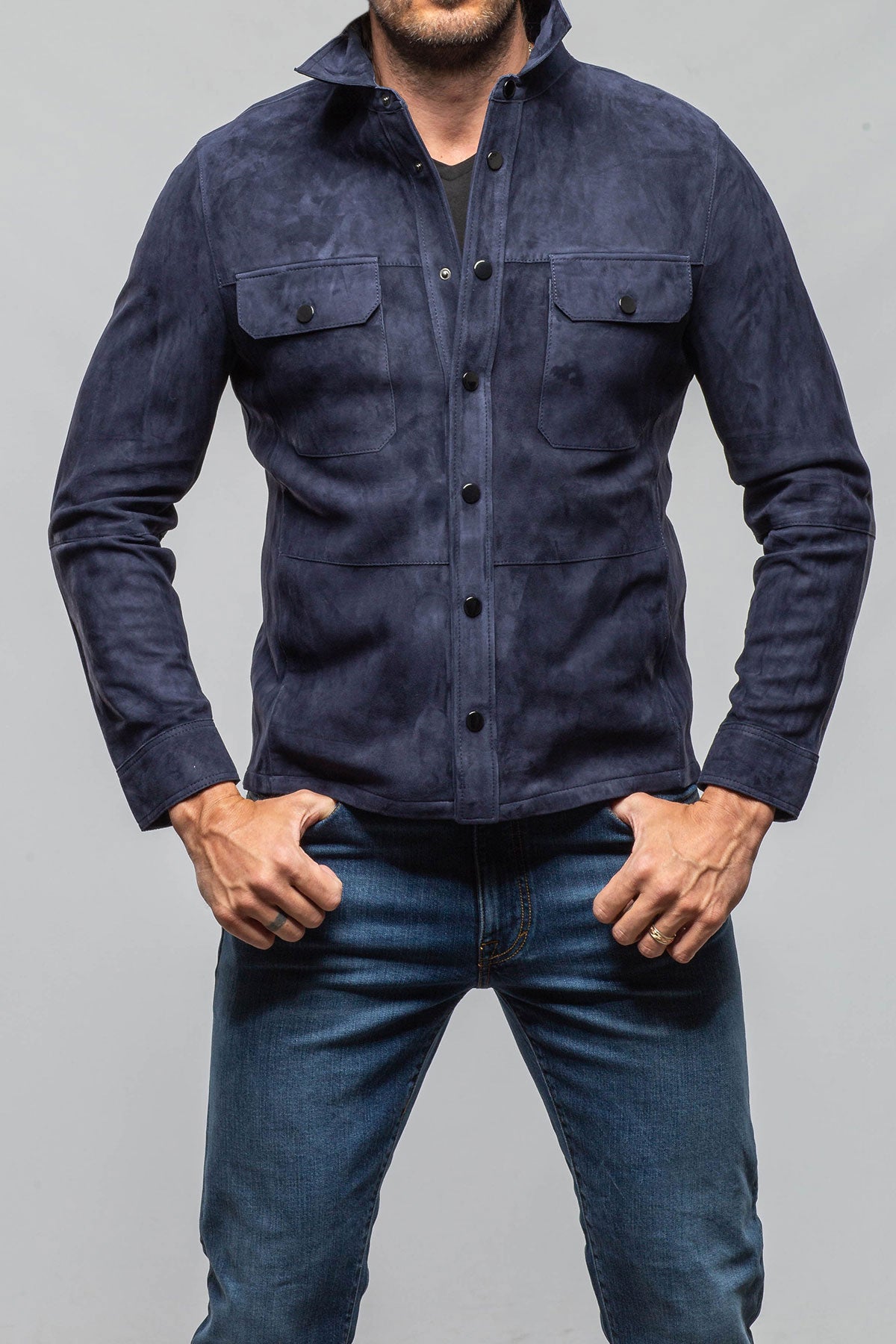 Axel's Florence Collection Cody Snap Suede Overshirt Samples - Mens - Outerwear - Cloth
