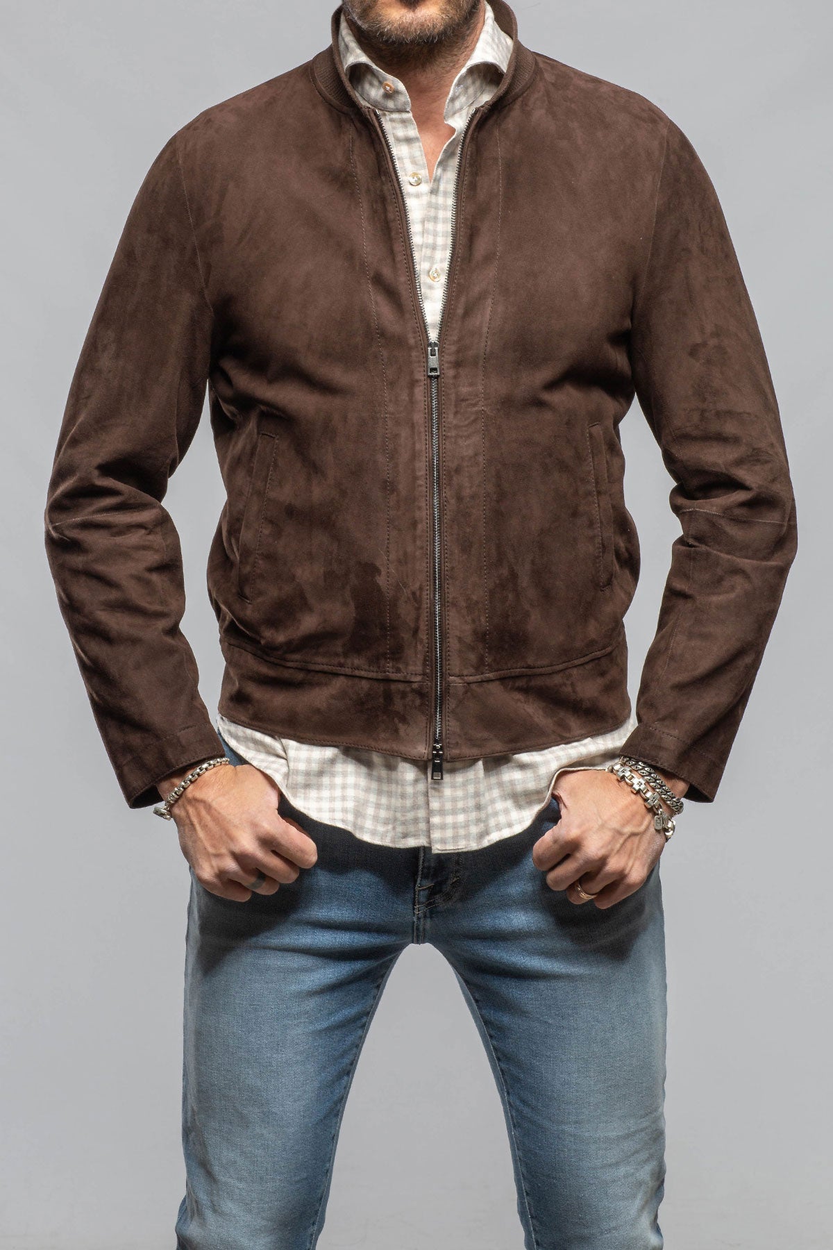 Luca Suede Bomber | Samples - Mens - Outerwear - Leather | Axel's Florence Collection
