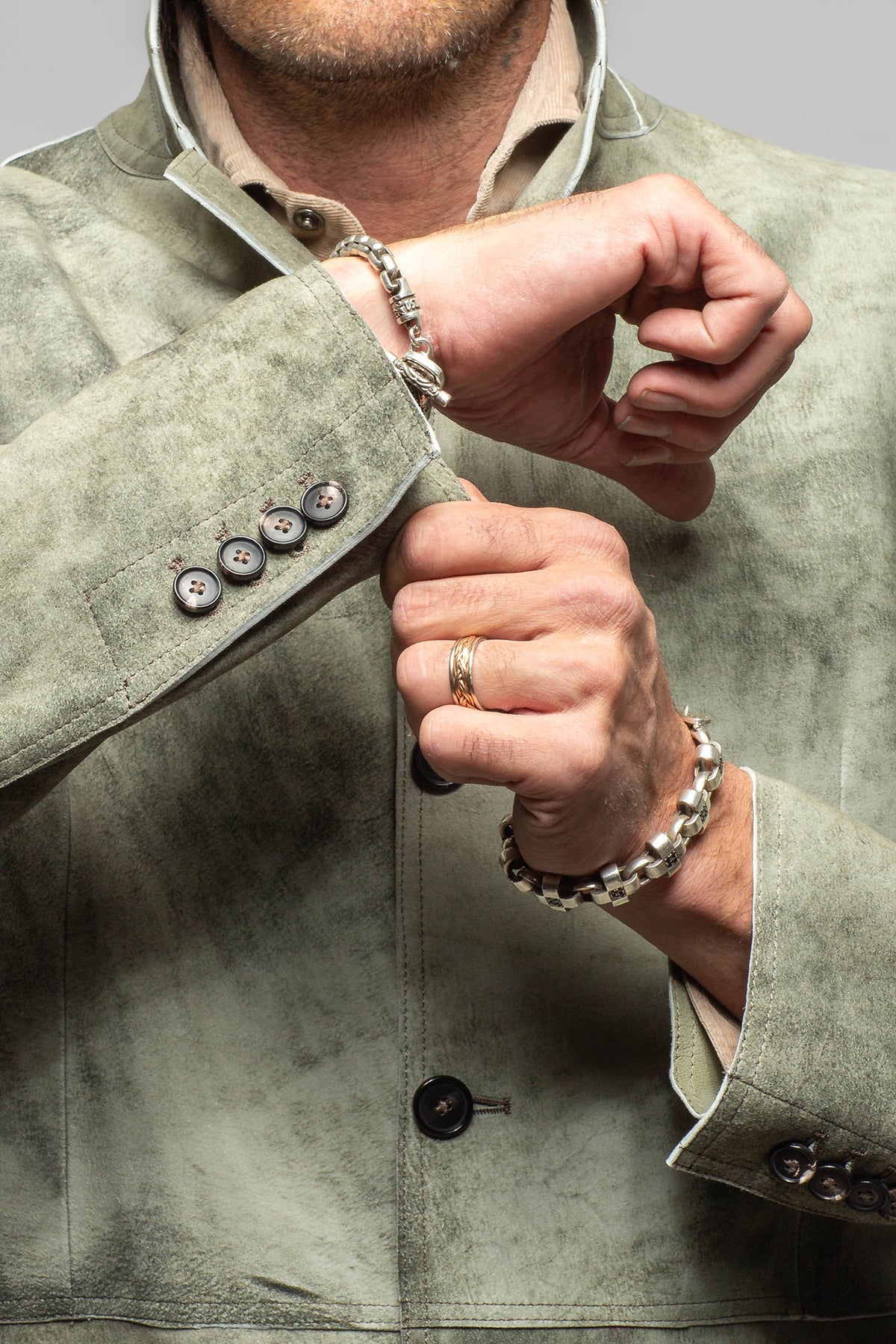 Axel's Florence Collection Denmark Cracked Nappa Jacket Samples - Mens - Outerwear - Leather