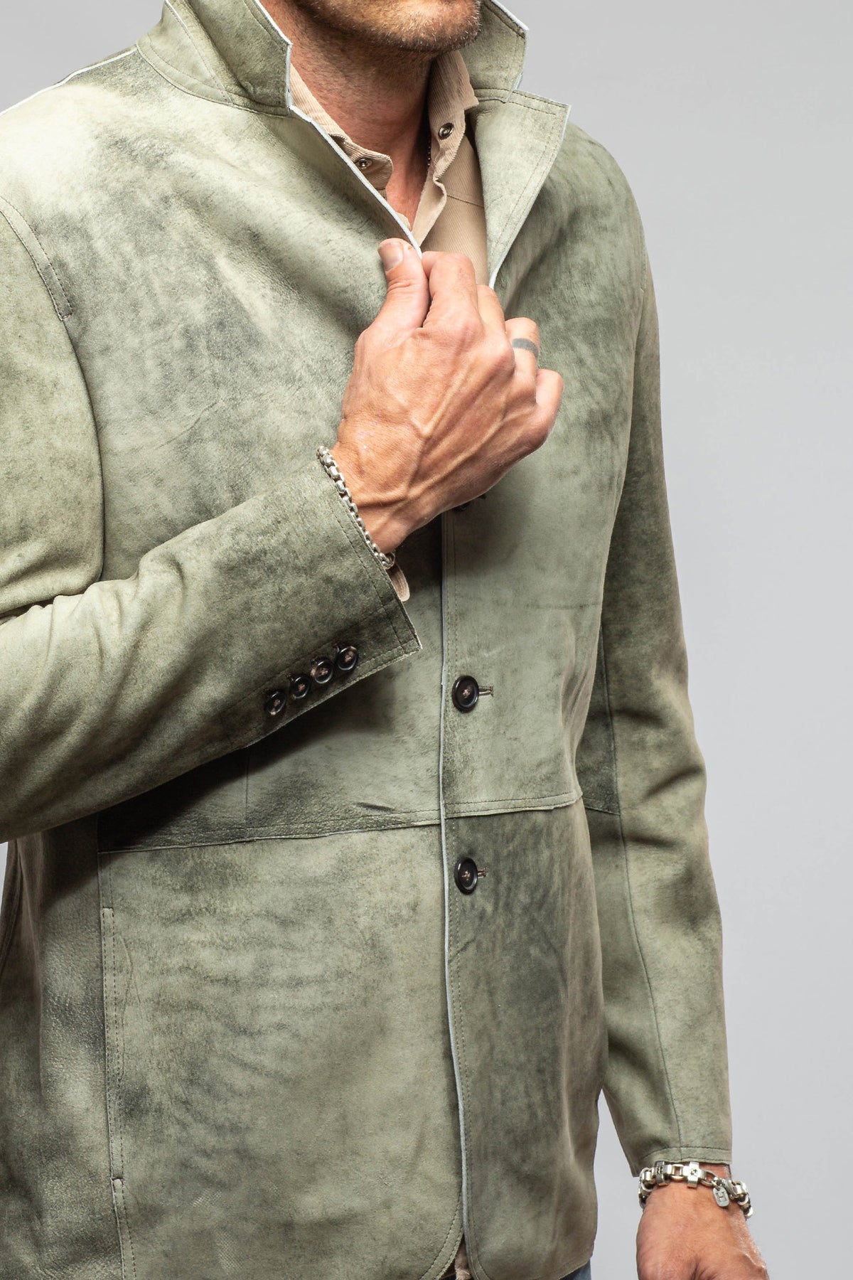 Axel's Florence Collection Denmark Cracked Nappa Jacket Samples - Mens - Outerwear - Leather