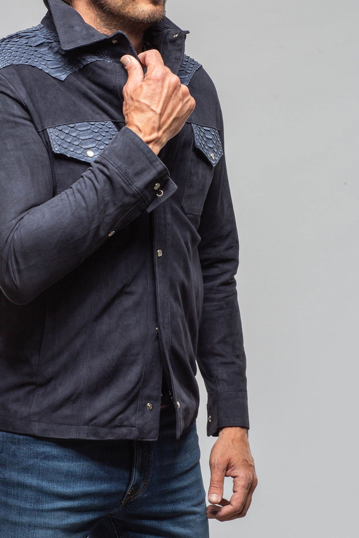 Duke Cashmere/Python Snap Shirt | Samples - Mens - Outerwear - Cloth | Axel's Florence Collection