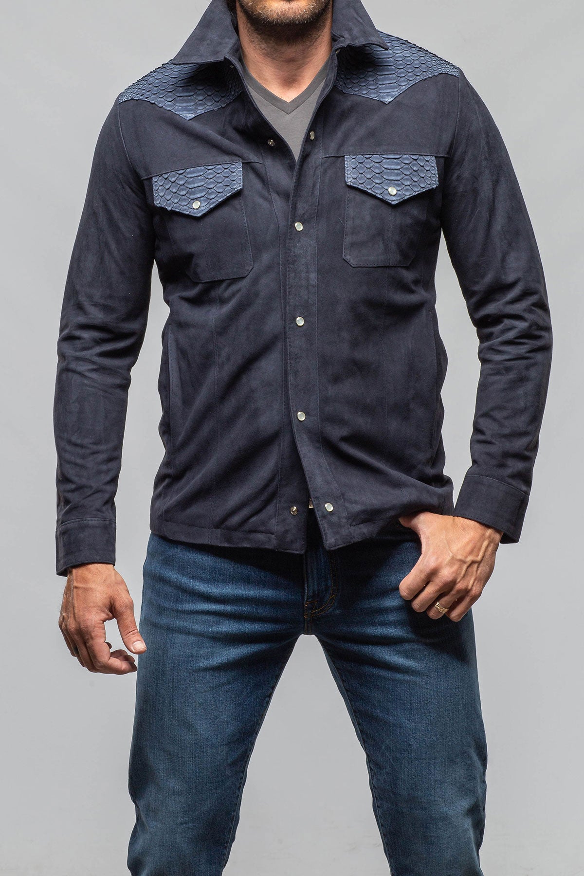 Axel's Florence Collection Duke Cashmere/Python Snap Shirt Samples - Mens - Outerwear - Cloth