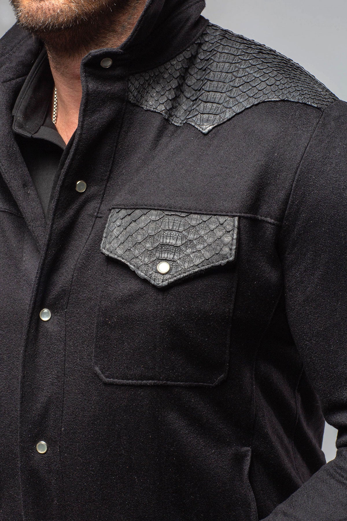 Axel's Florence Collection Duke Cashmere/Python Snap Shirt Samples - Mens - Outerwear - Cloth