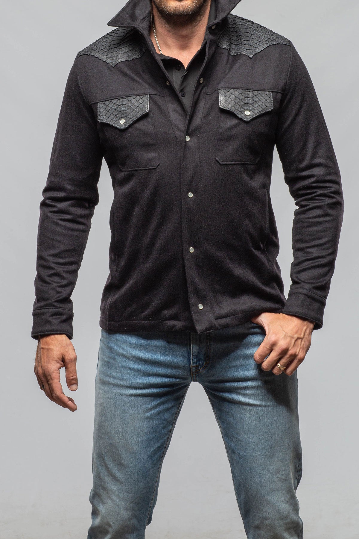 Axel's Florence Collection Duke Cashmere/Python Snap Shirt Samples - Mens - Outerwear - Cloth