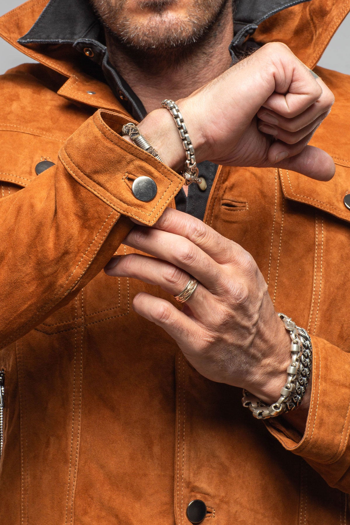 Axel's Florence Collection Ethan Sueded Jean Jacket In Whiskey Mens - Outerwear - Leather