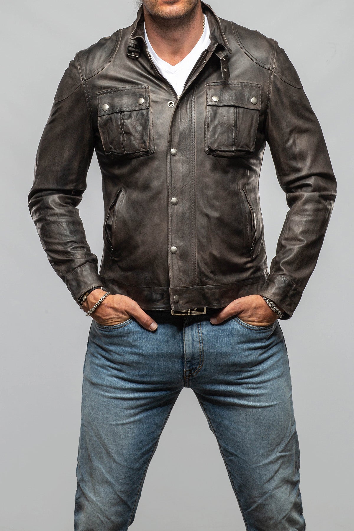 Axel's Florence Collection Filippo Washed Jacket Samples - Mens - Outerwear - Leather