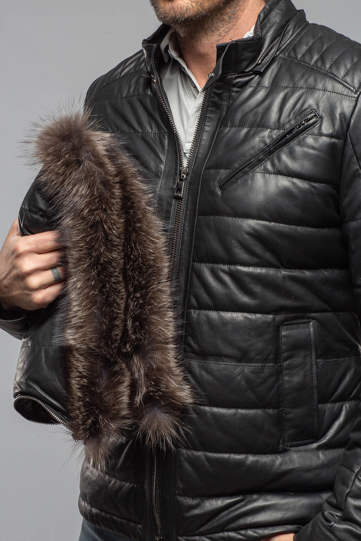 Axel's Florence Collection Griffin Nappa Leather Puffer Samples - Mens - Outerwear - Leather