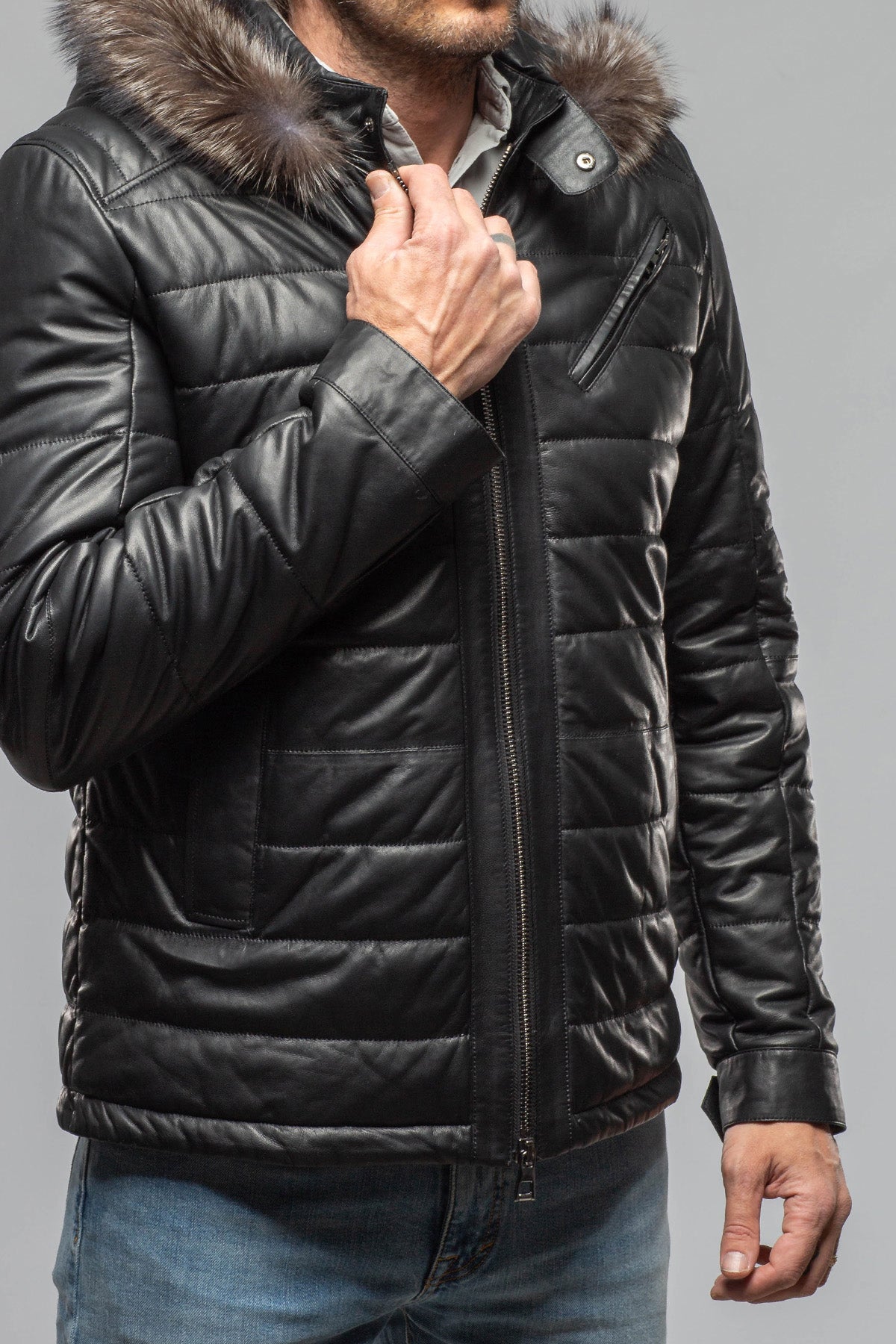 Axel's Florence Collection Griffin Nappa Leather Puffer Samples - Mens - Outerwear - Leather