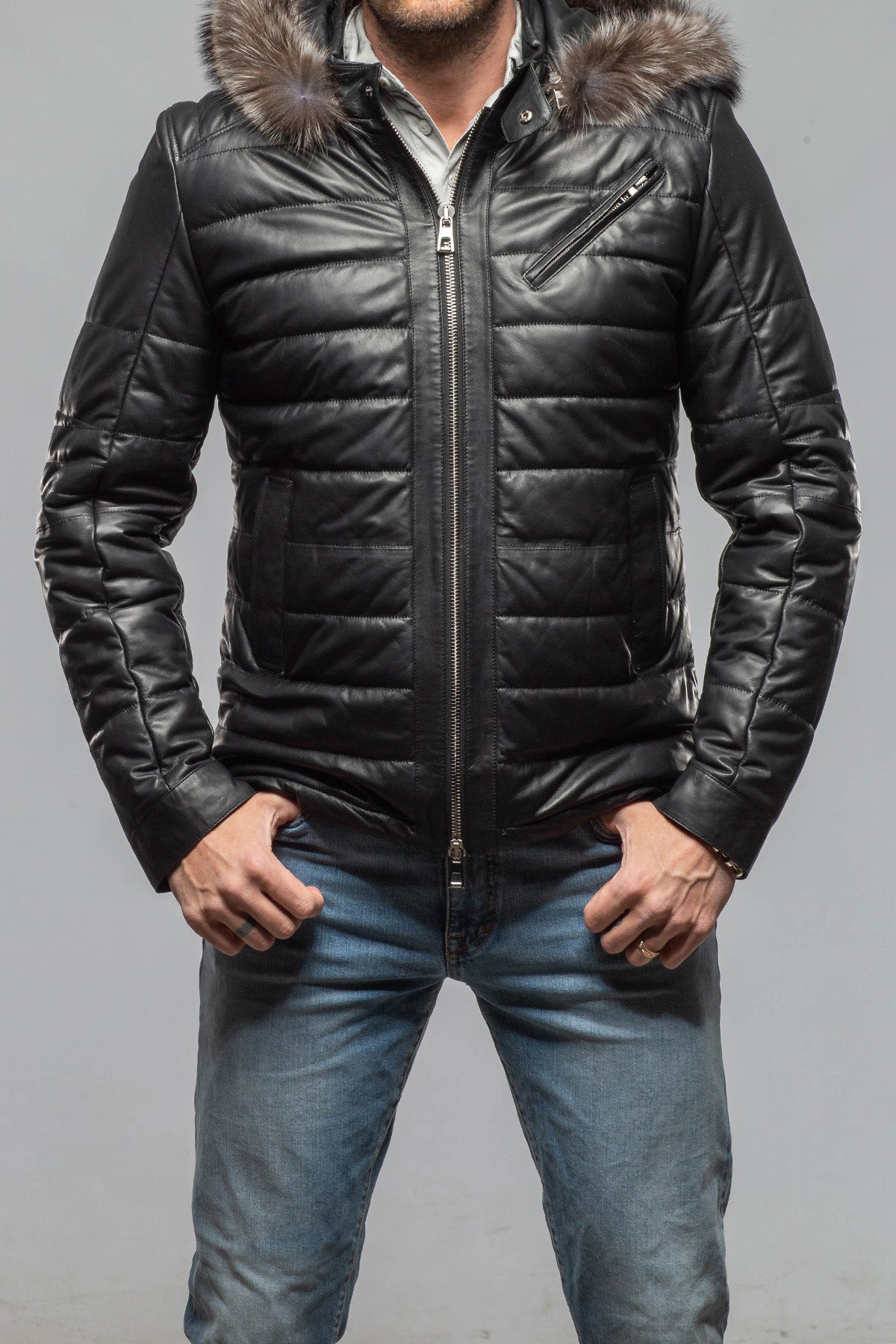 Axel's Florence Collection Griffin Nappa Leather Puffer Samples - Mens - Outerwear - Leather
